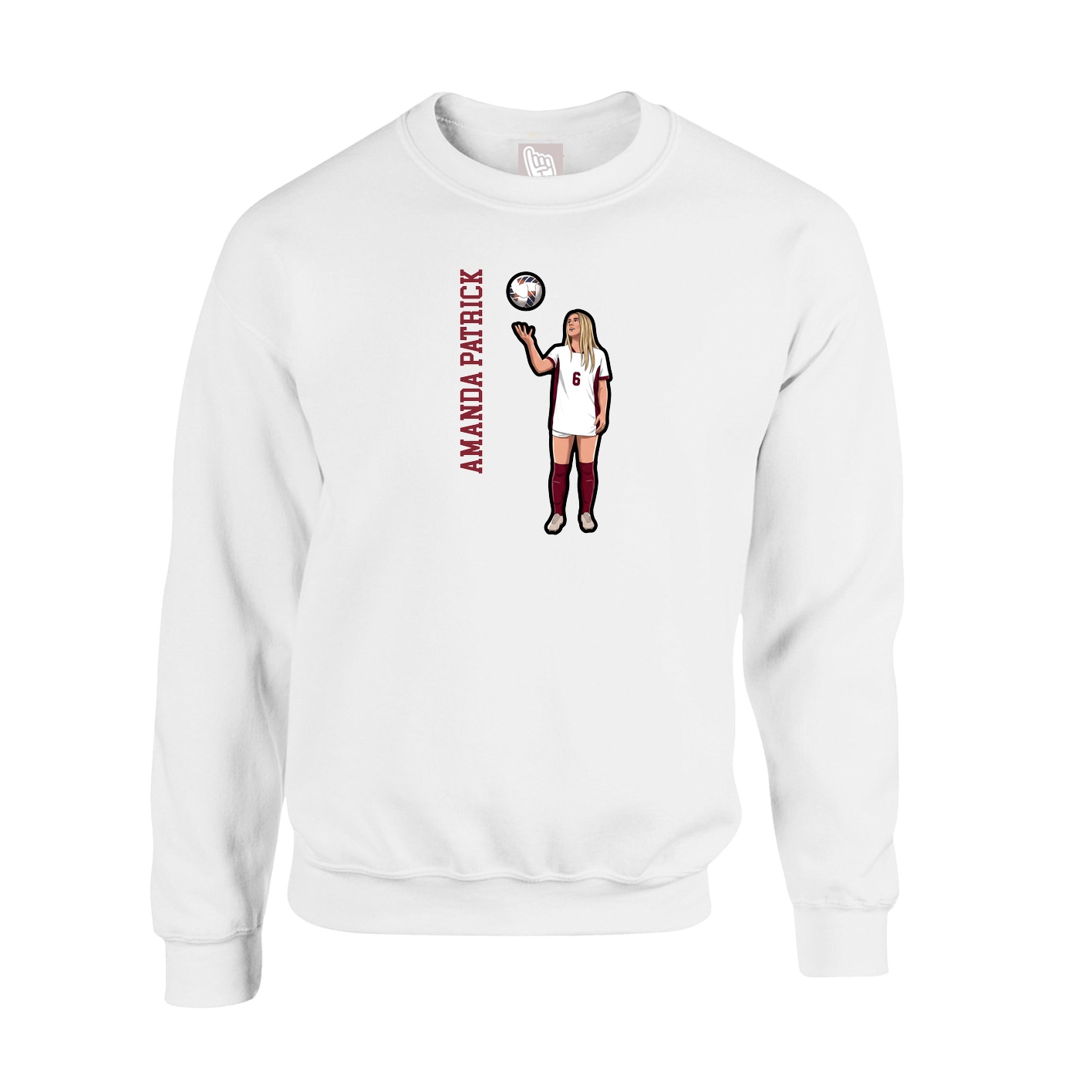 Fleece Crew — Name Vertical in White