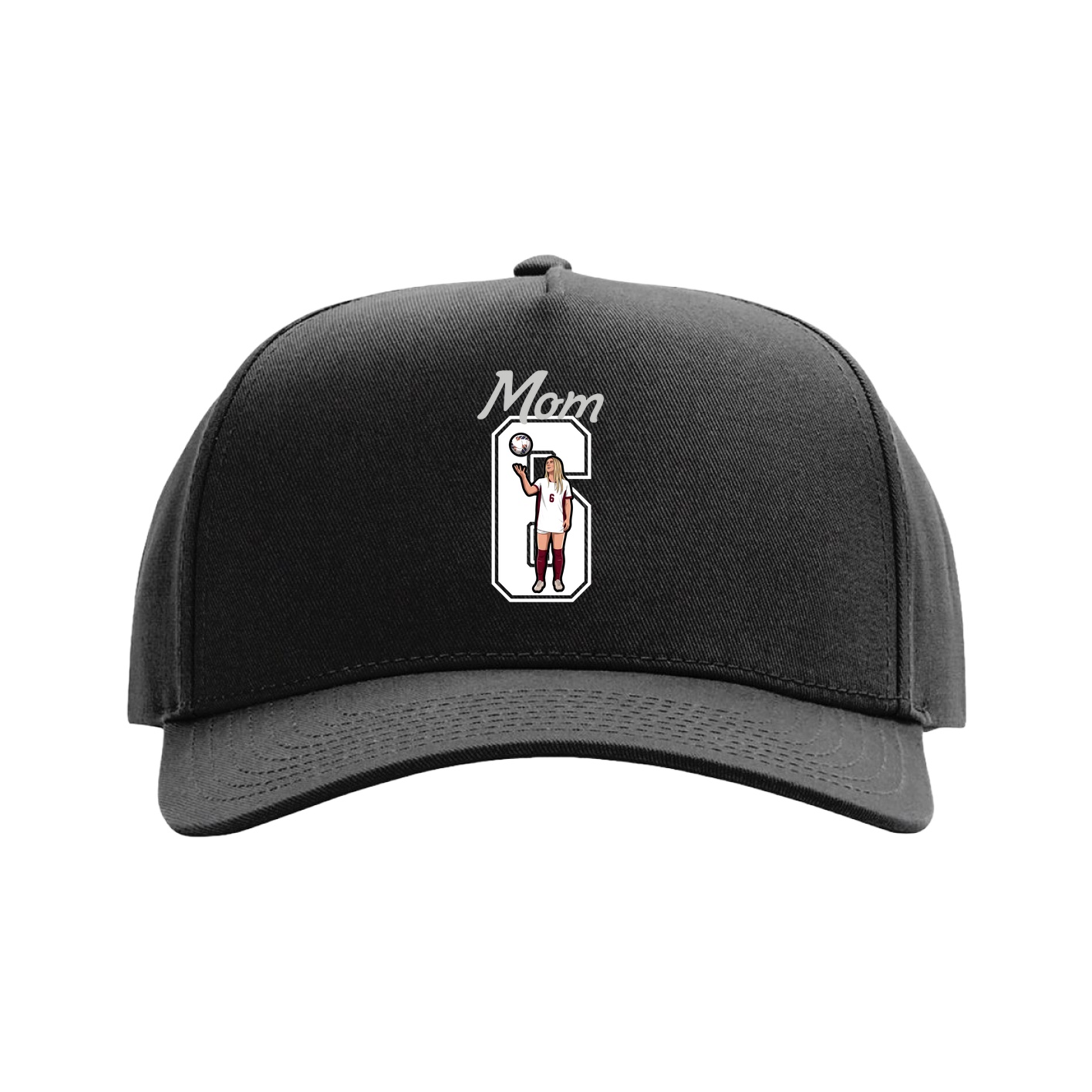 Full Fabric Five-Panel Champ Cap — Mothers Day Shirsey in Black
