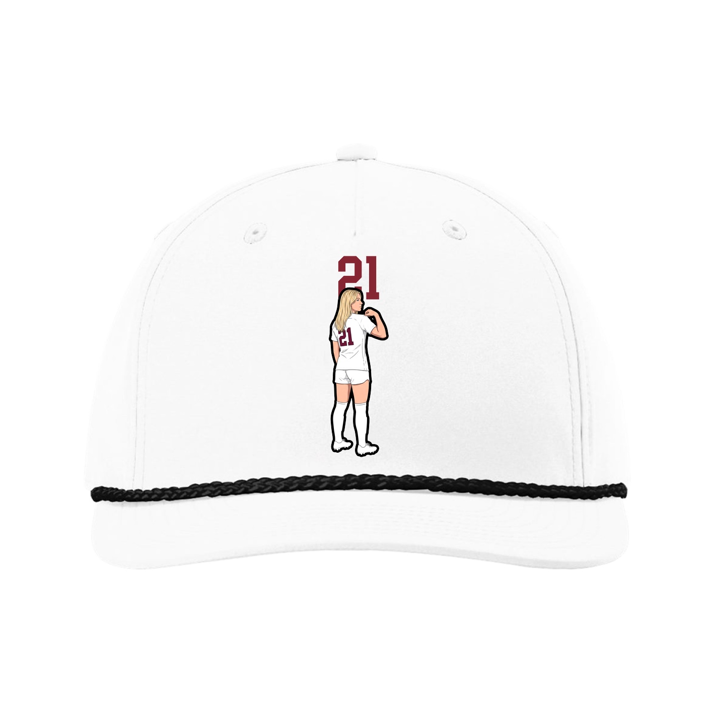 Five-Panel Classic Rope Cap — Number Top in White