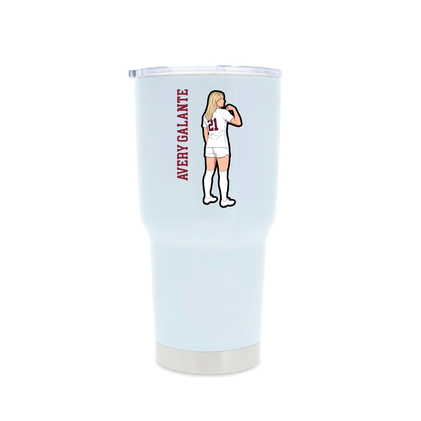 30oz Stainless Steel Tumbler — Name Vertical in White