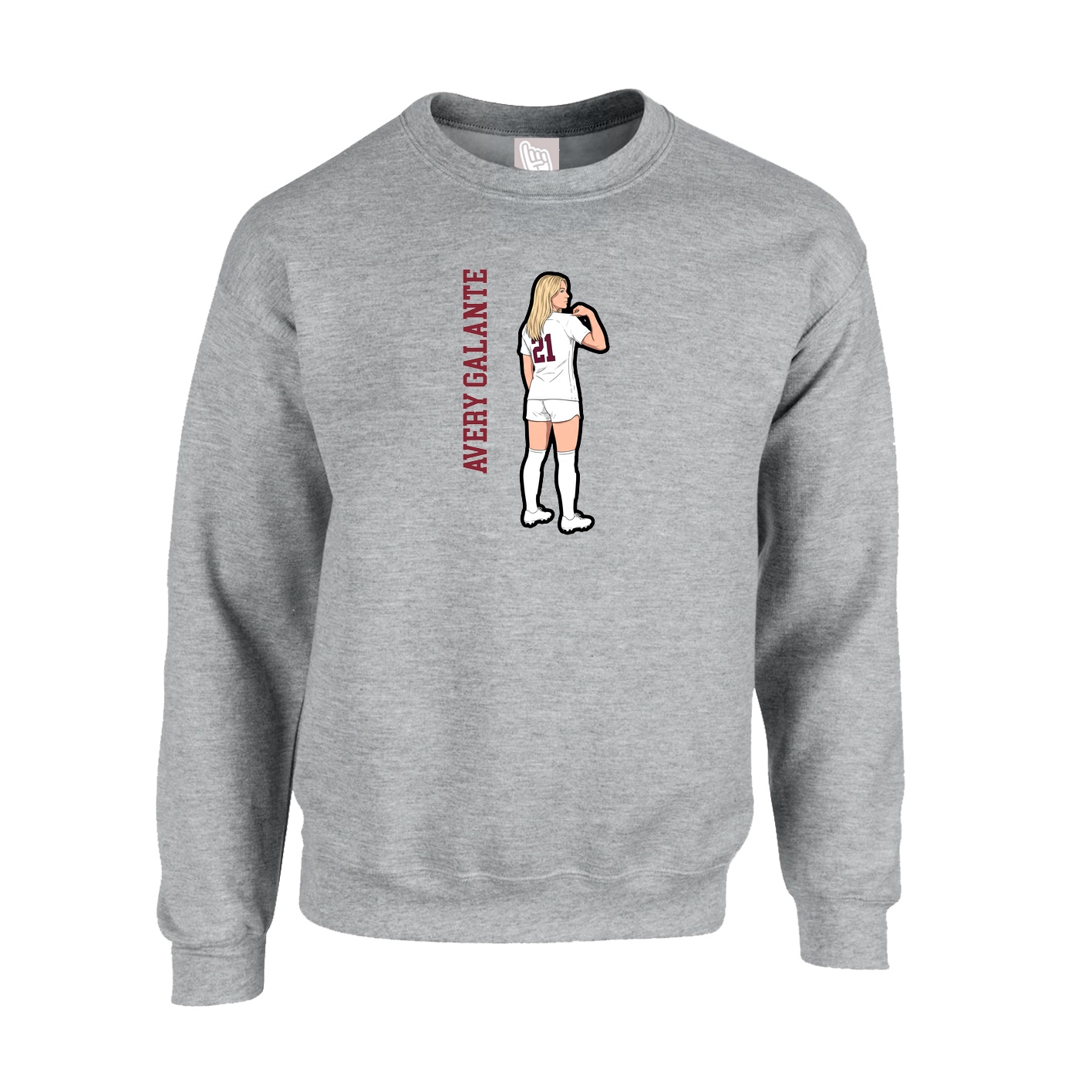 Fleece Crew — Name Vertical in Grey