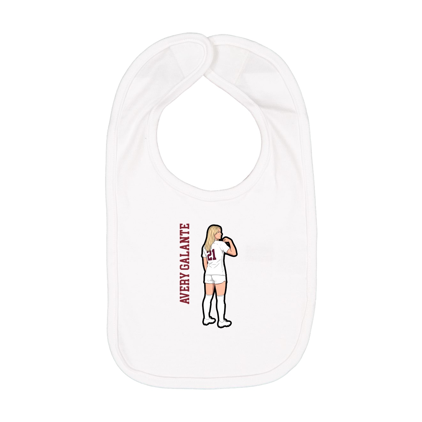 Infant Bib — Name Vertical in White