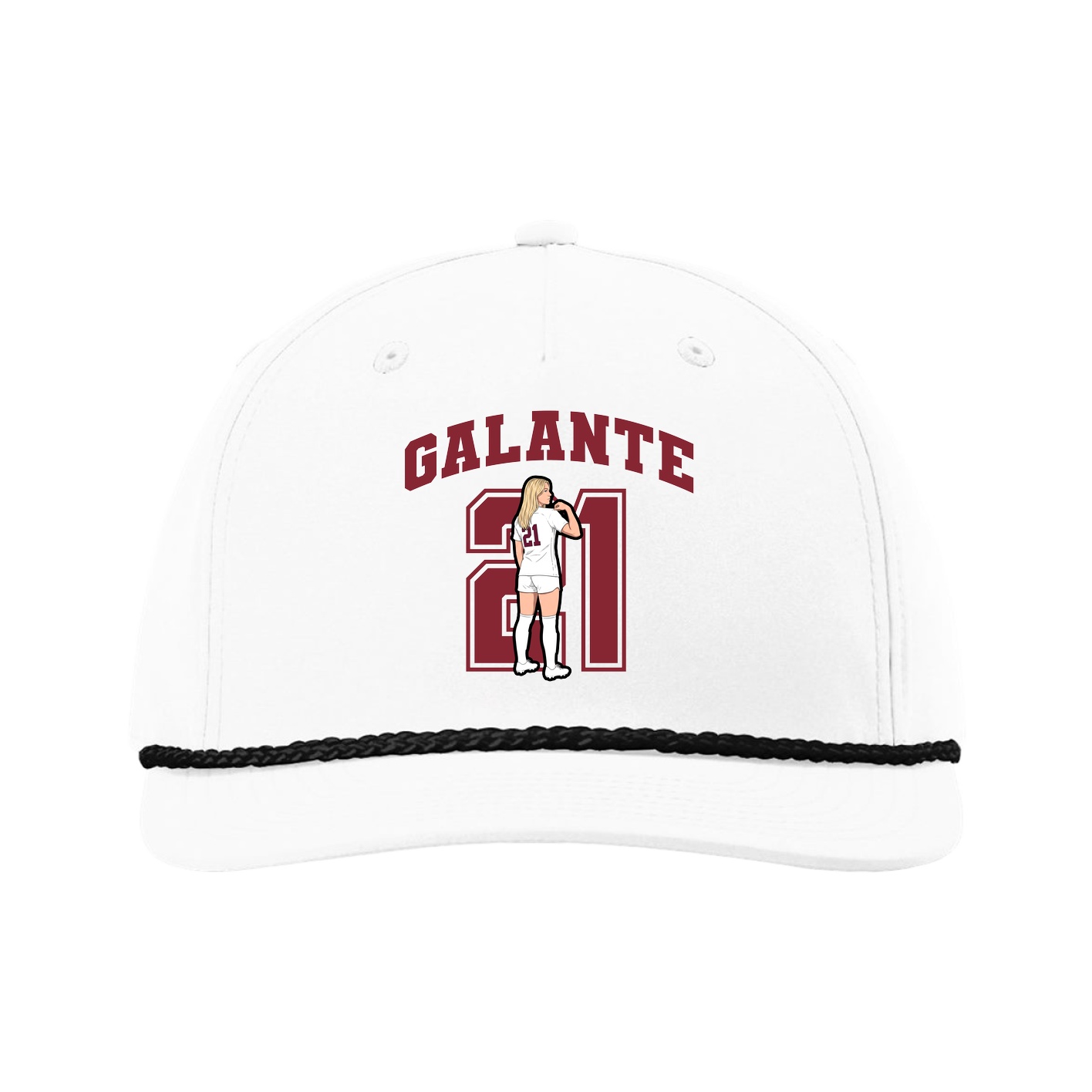 Five-Panel Classic Rope Cap — Number in White