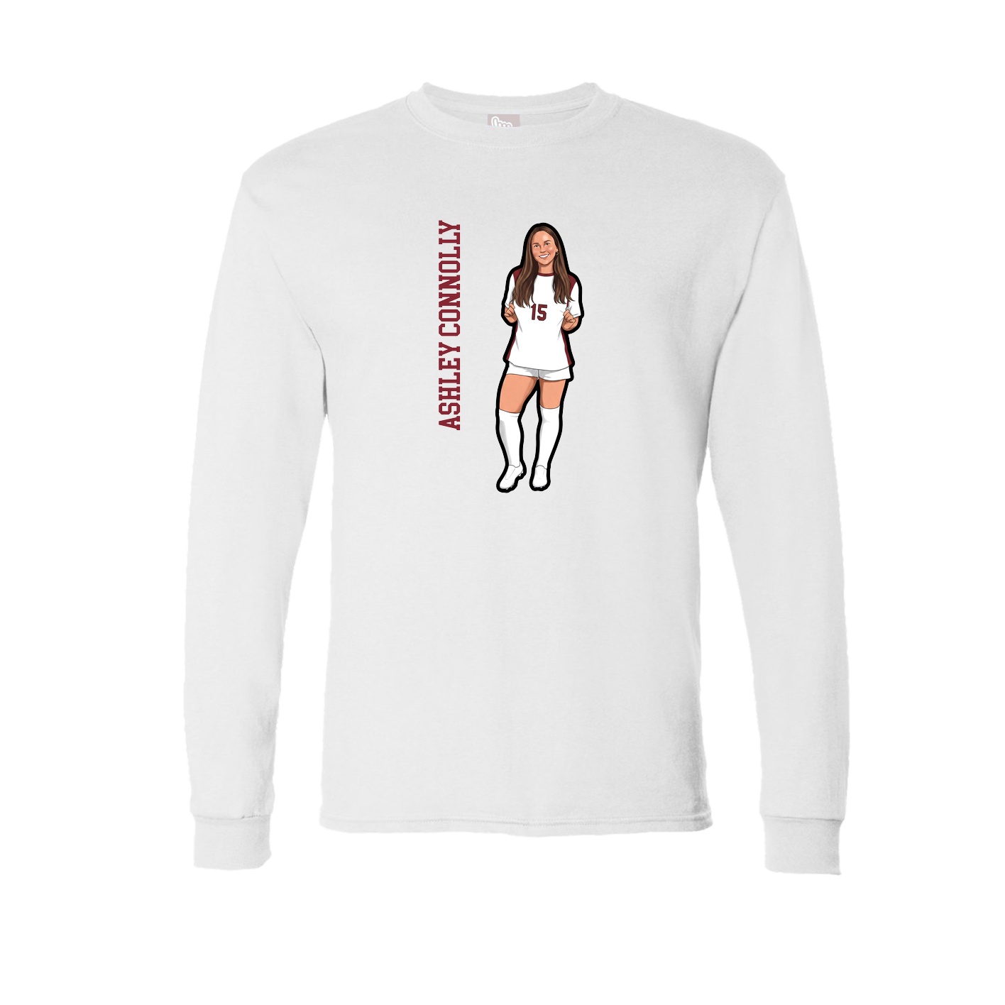 Long Sleeve Tee — Name Vertical in White