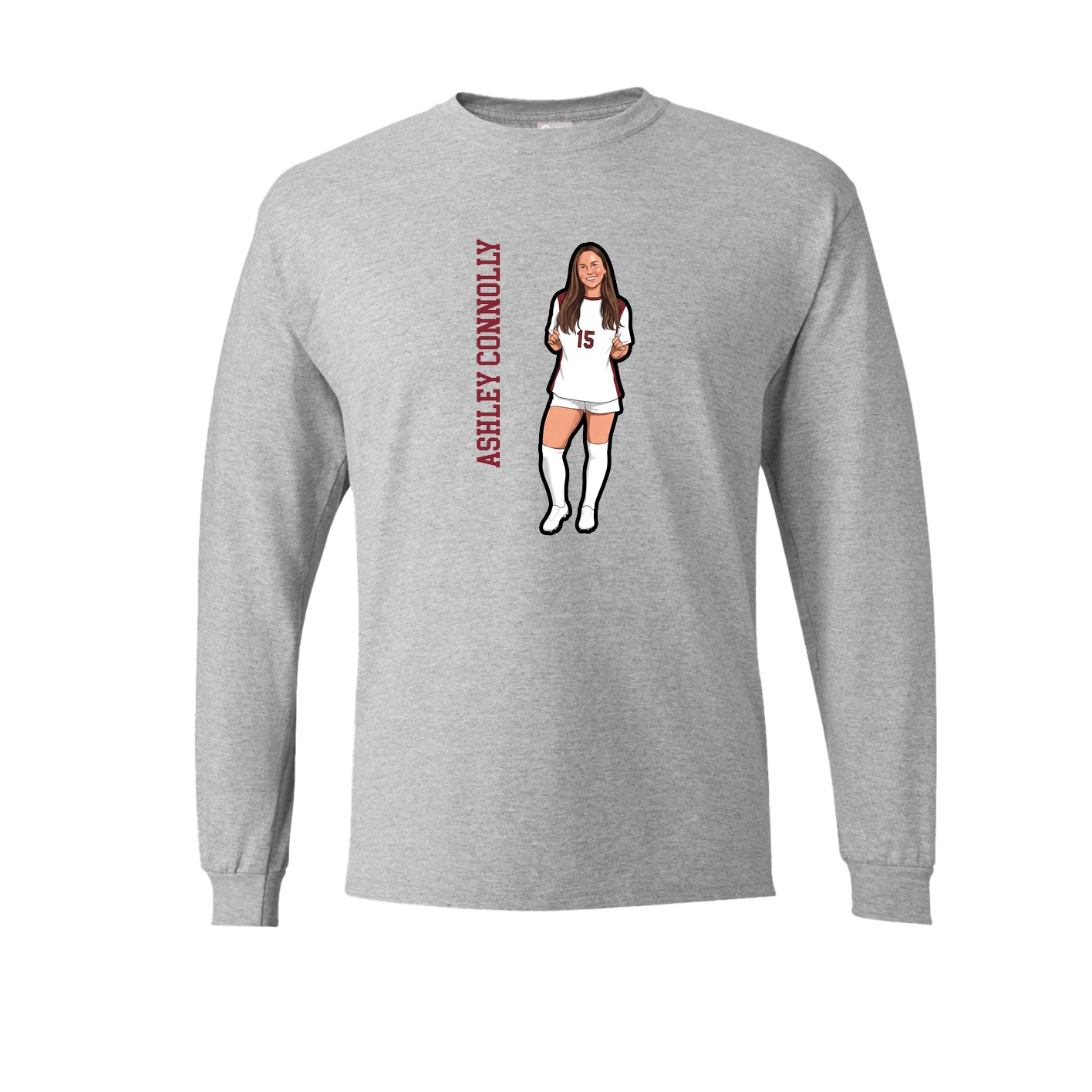 Long Sleeve Tee — Name Vertical in Grey