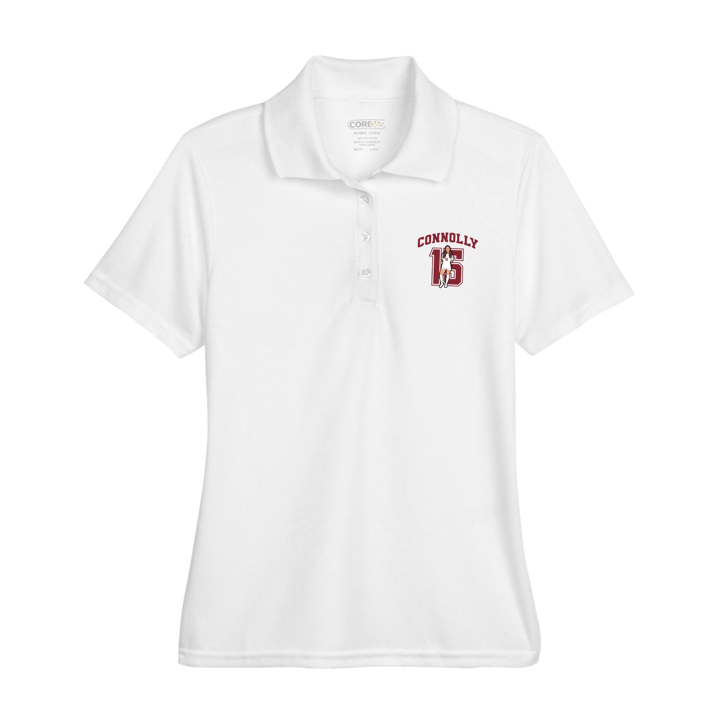 Womens Performance Polo — Number in White