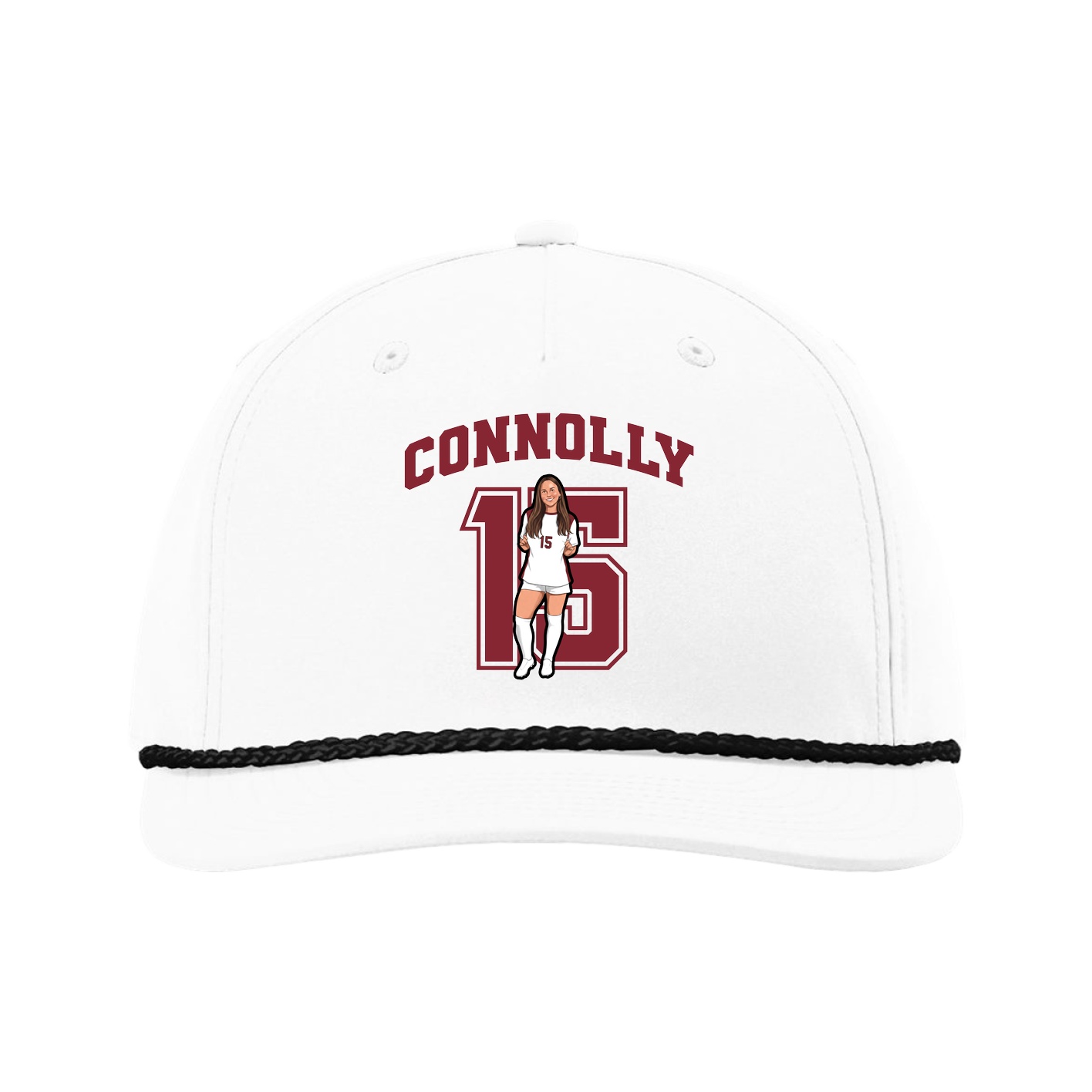 Five-Panel Classic Rope Cap — Number in White