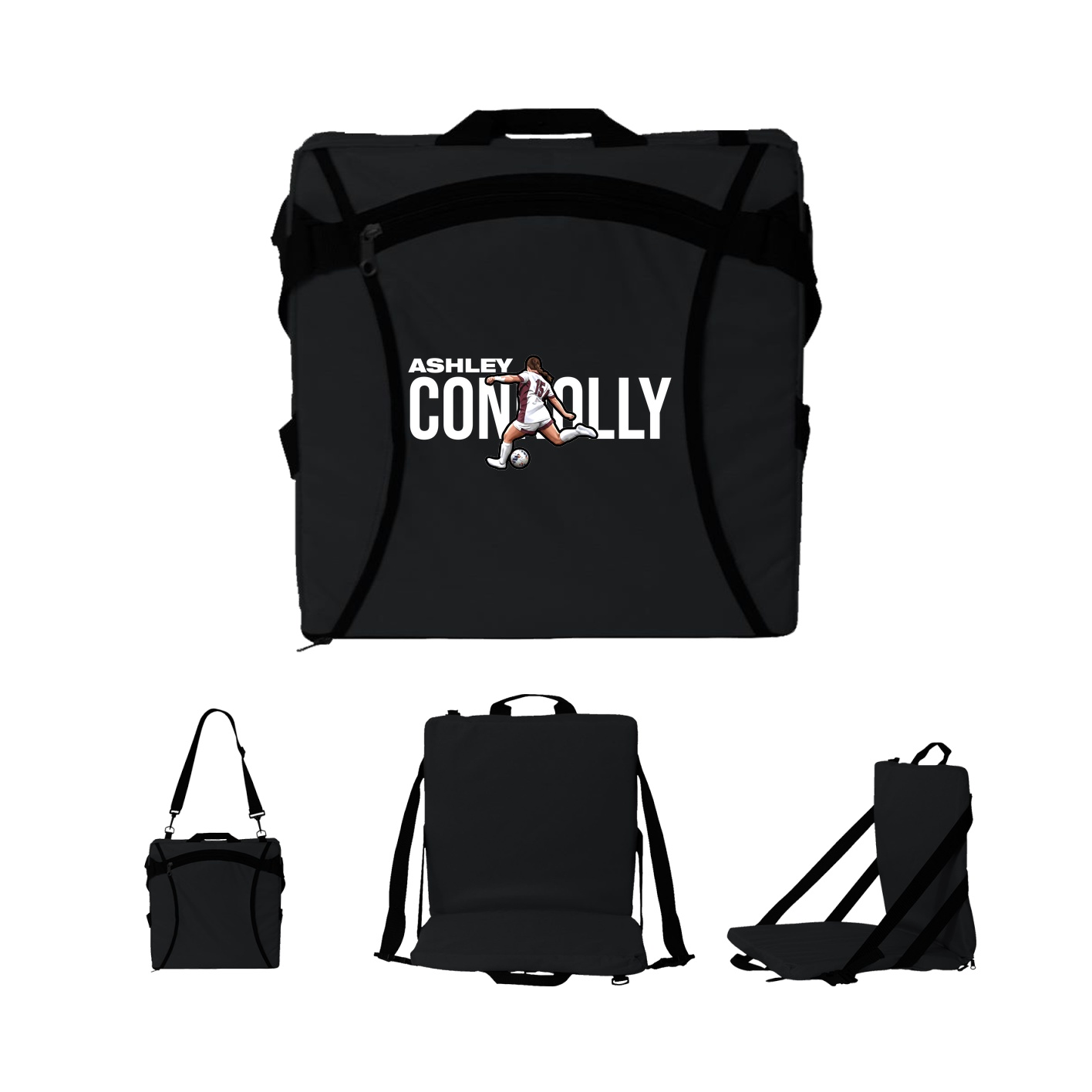 Folding Stadium Seat — Player Name in Black