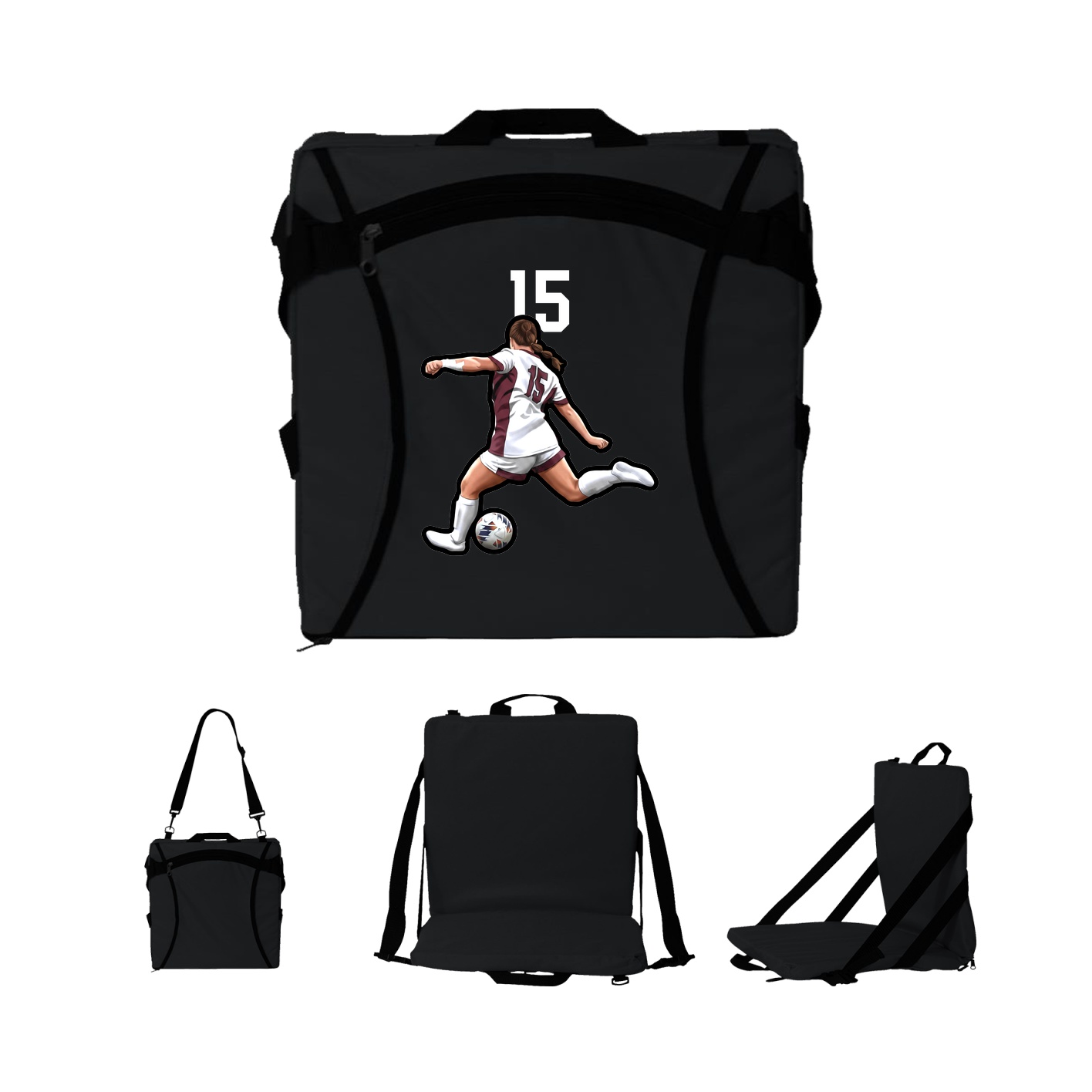 Folding Stadium Seat — Number Top in Black