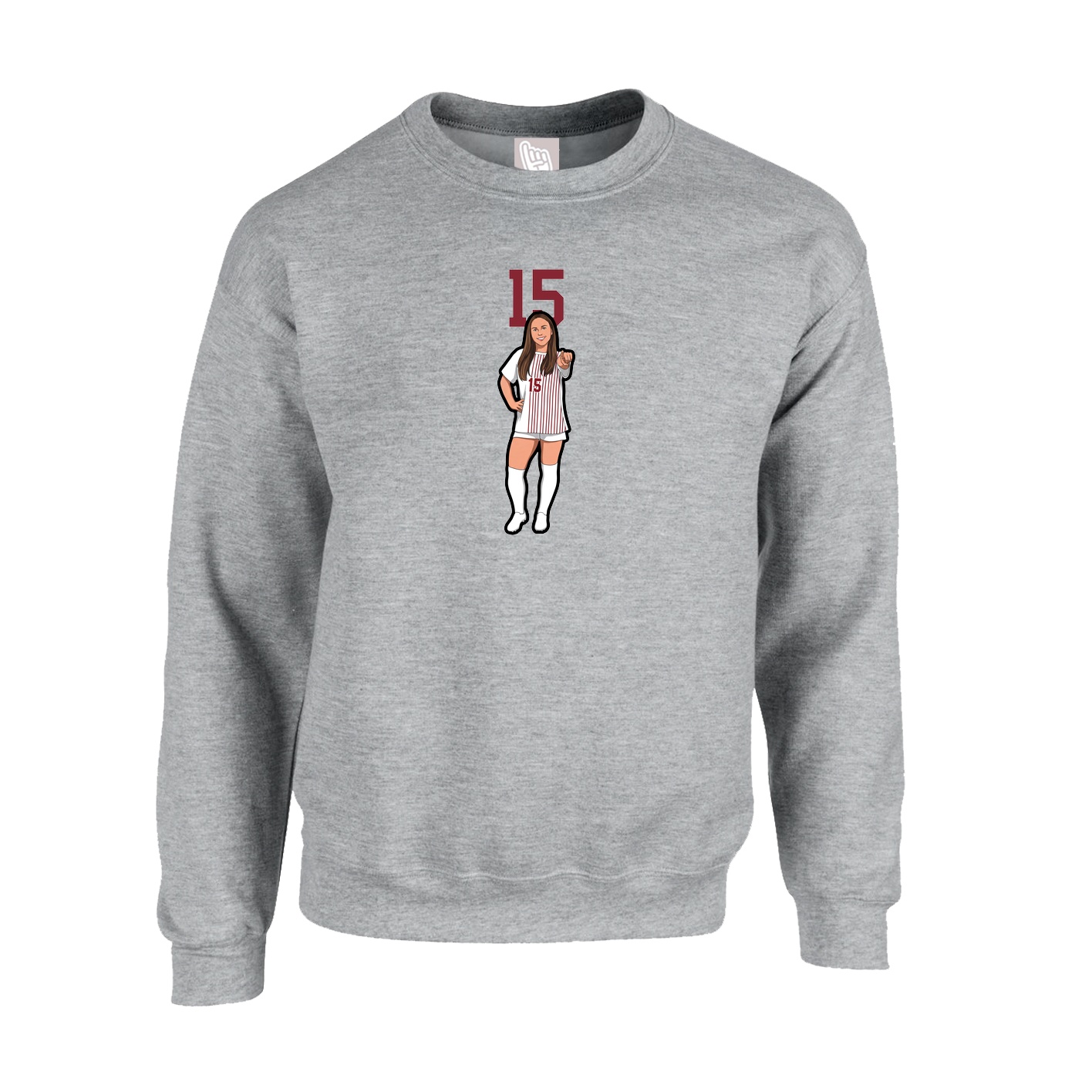 Fleece Crew — Number Top in Grey