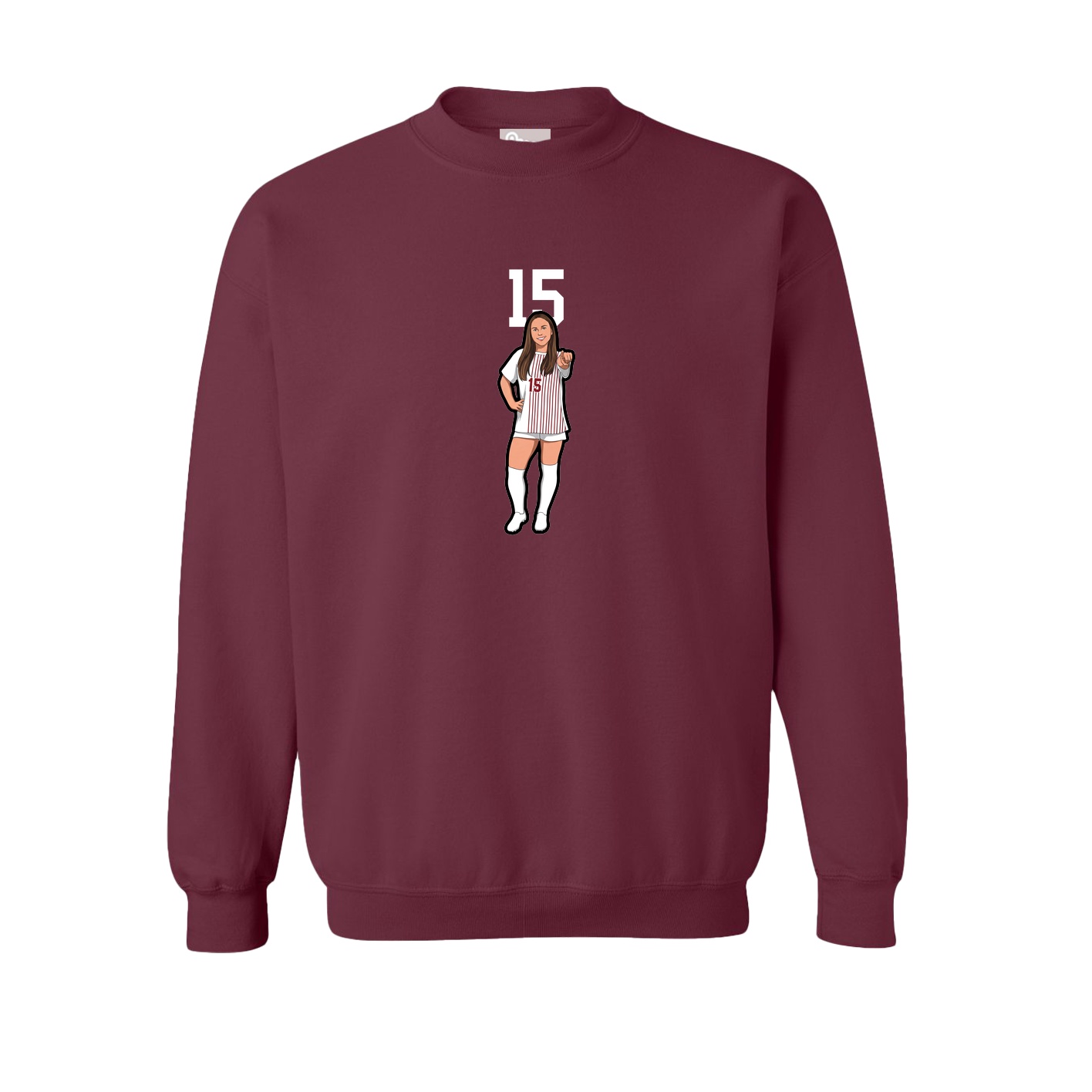 Fleece Crew — Number Top in Maroon