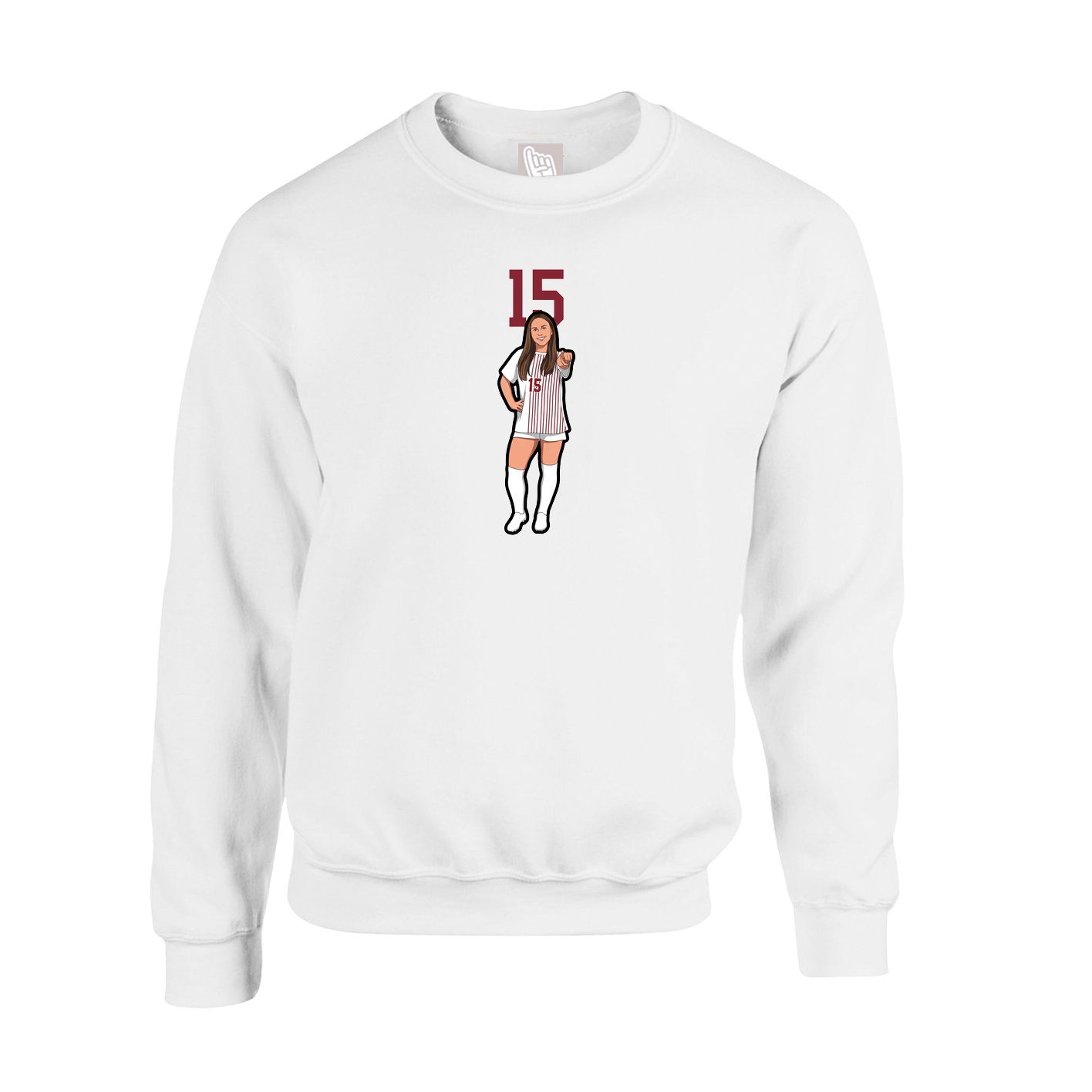 Fleece Crew — Number Top in White