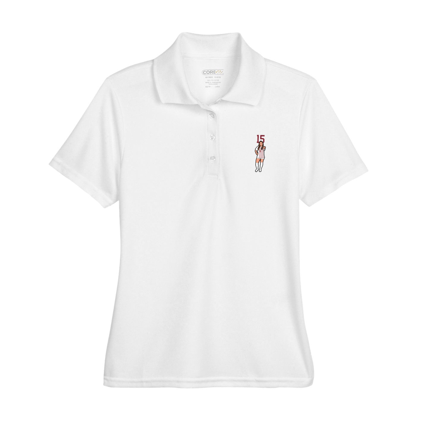 Womens Performance Polo — Number Top in White