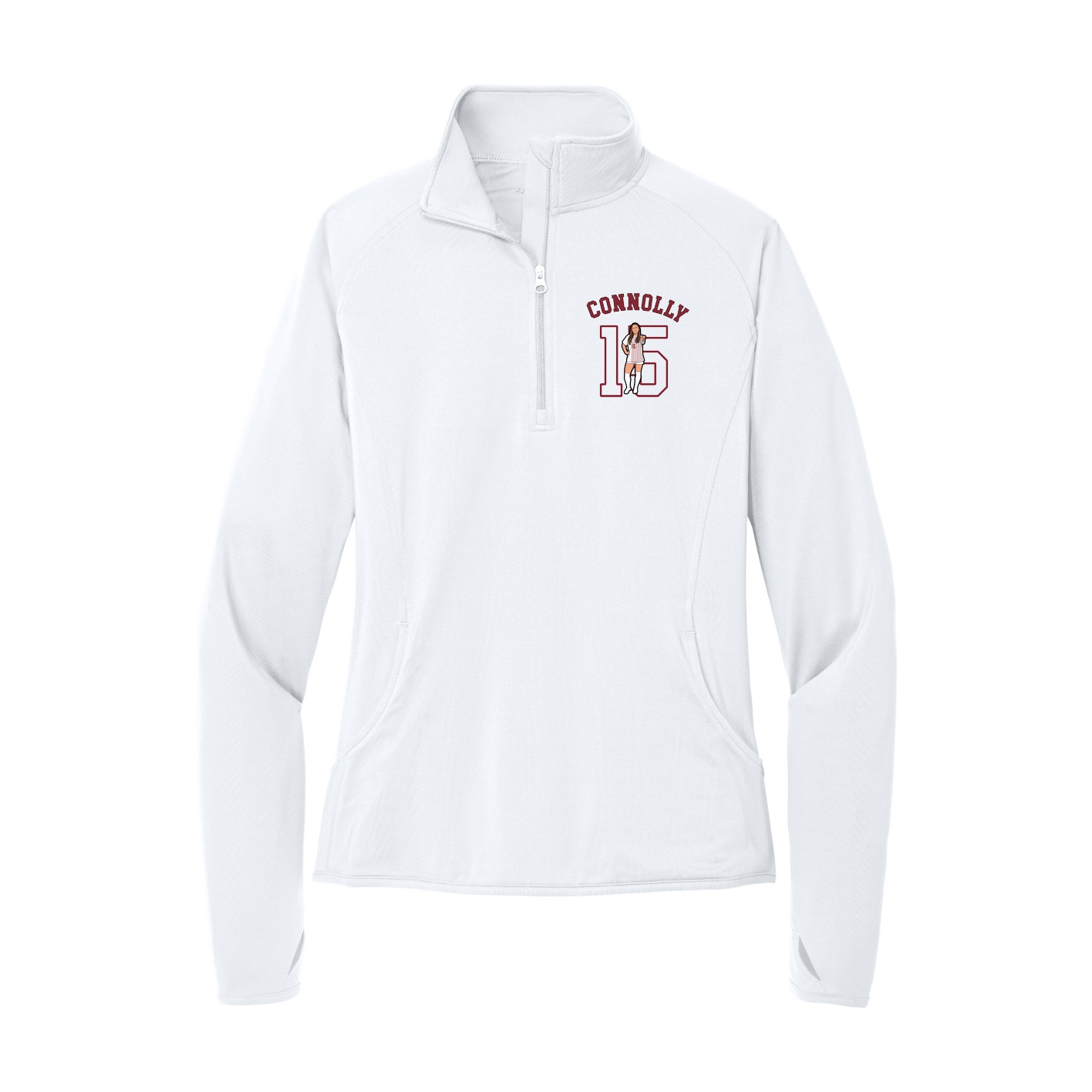 Women's Q-Zip Pullover — Shirsey Arch in White