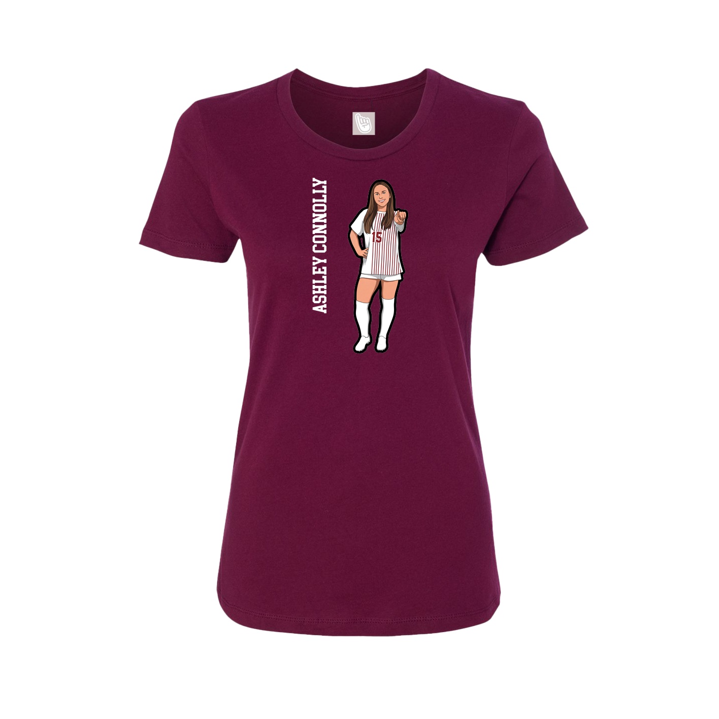 Womens Tee — Name Vertical in Maroon