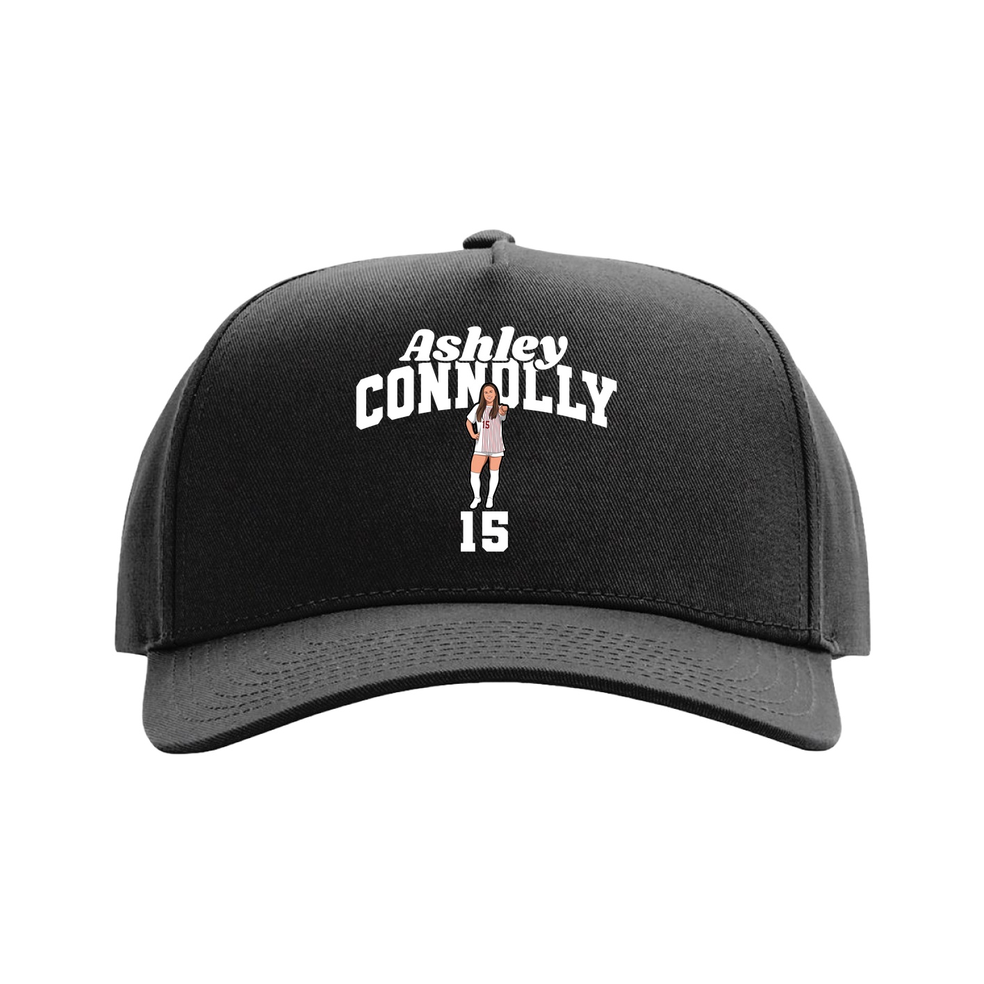 Full Fabric Five-Panel Champ Cap — Signature Arch in Black