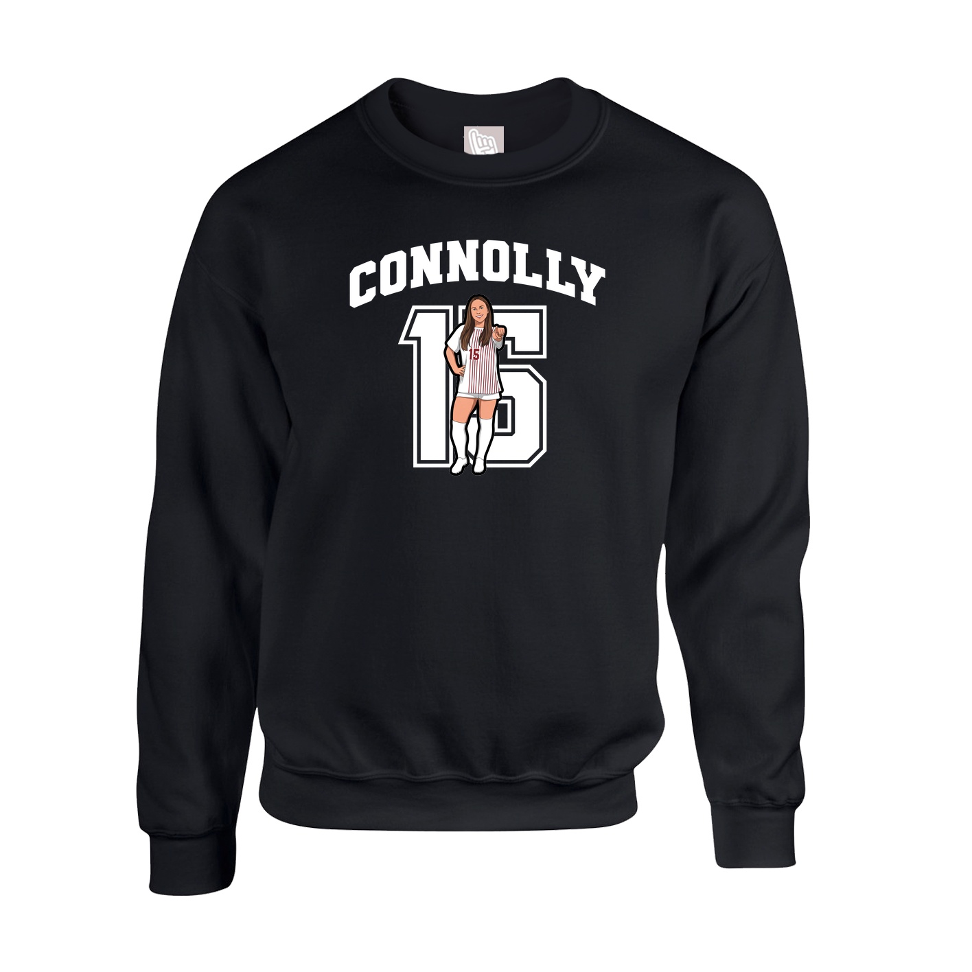 Fleece Crew — Number in Black