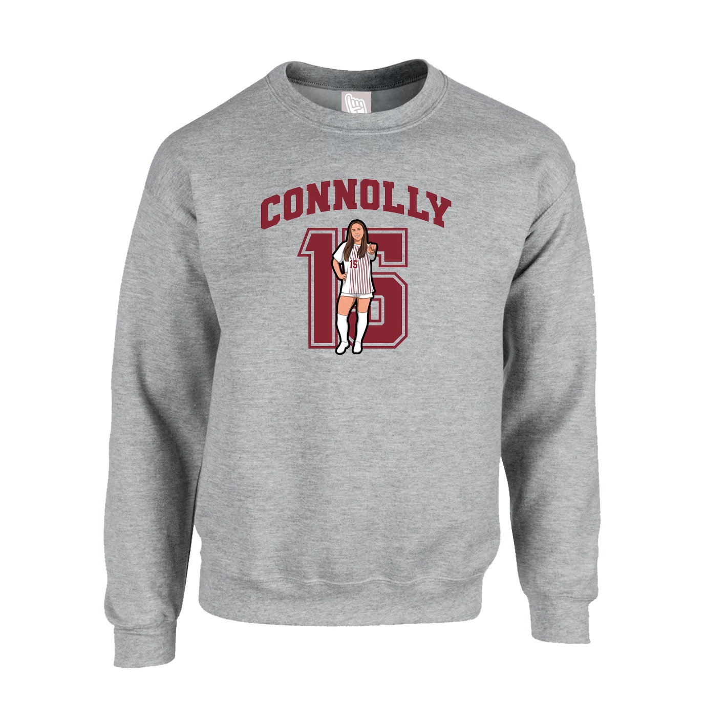 Fleece Crew — Number in Grey