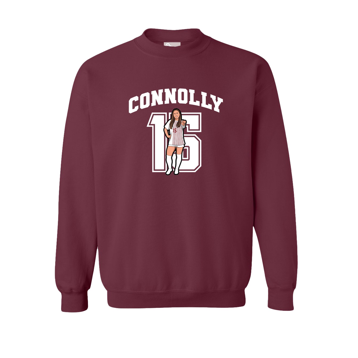 Fleece Crew — Number in Maroon