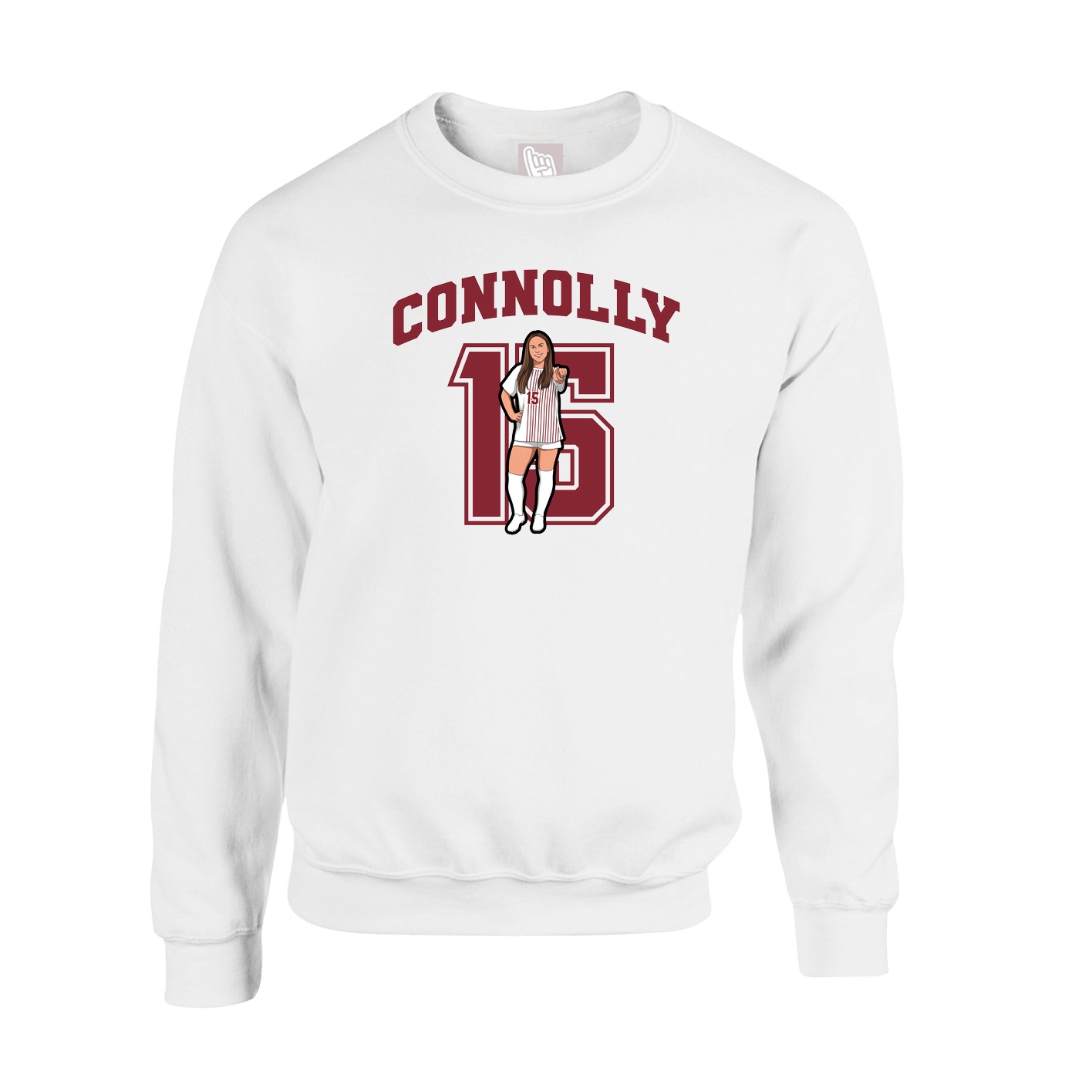 Fleece Crew — Number in White