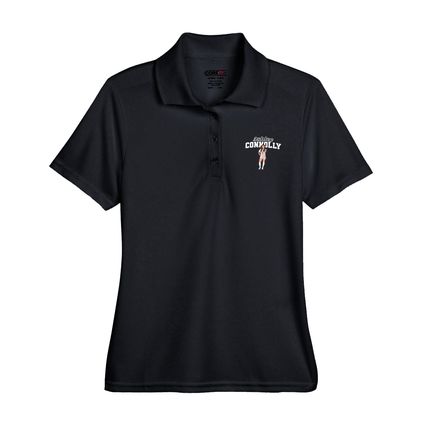 Womens Performance Polo — Name Arch in Black