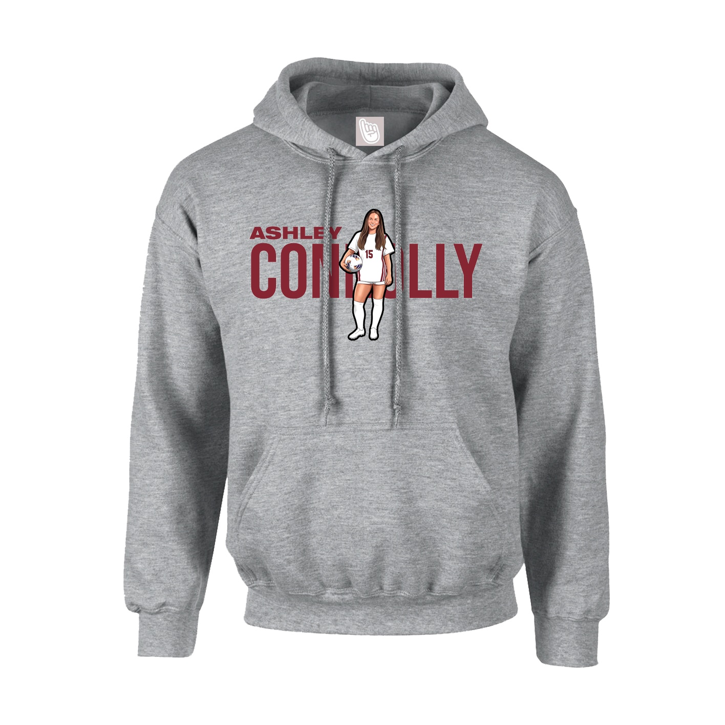 Youth Hoodie — Player Name in Grey