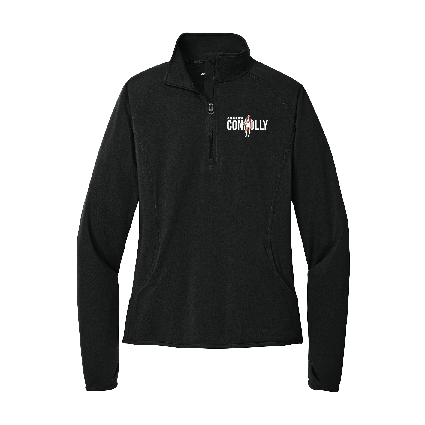 Women's Q-Zip Pullover — Player Name in Black