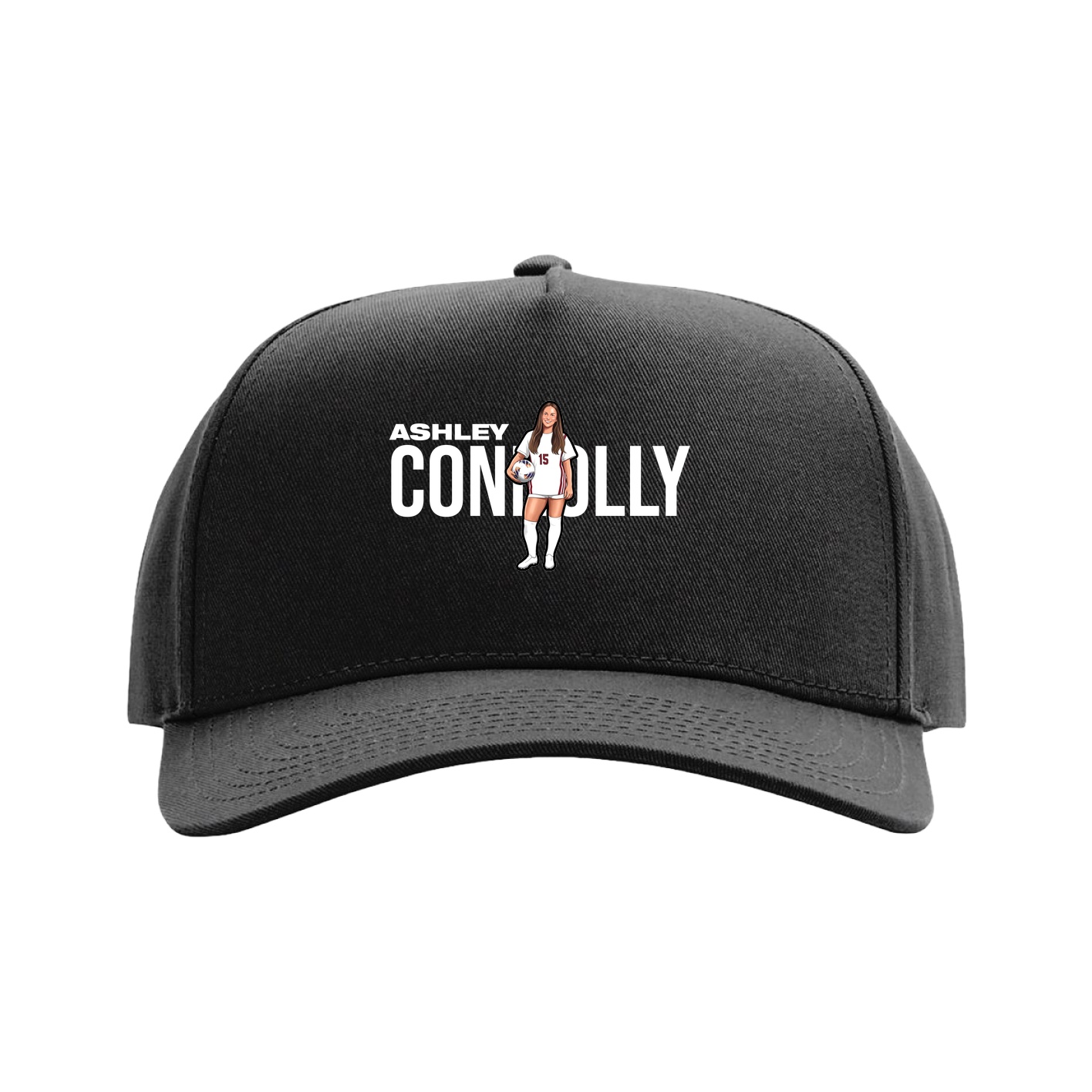 Full Fabric Five-Panel Champ Cap — Player Name in Black