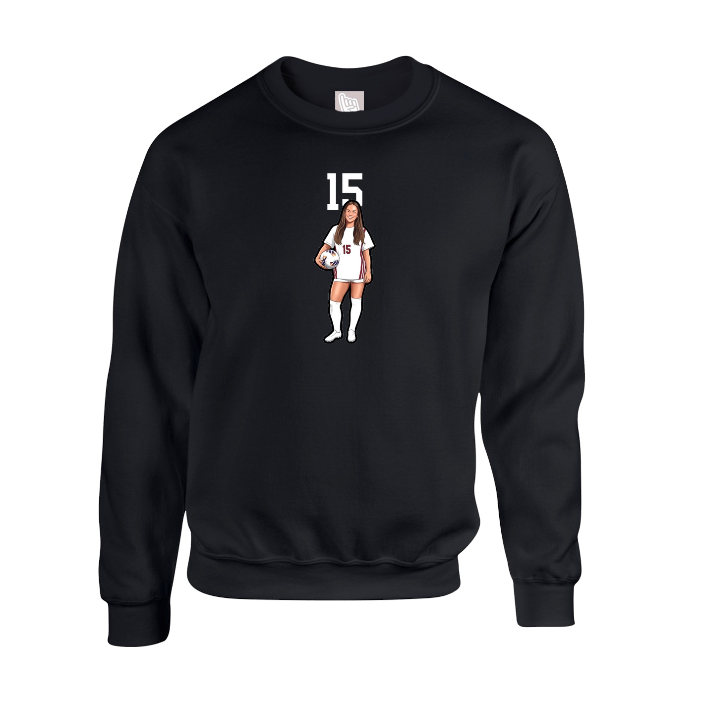 Fleece Crew — Number Top in Black