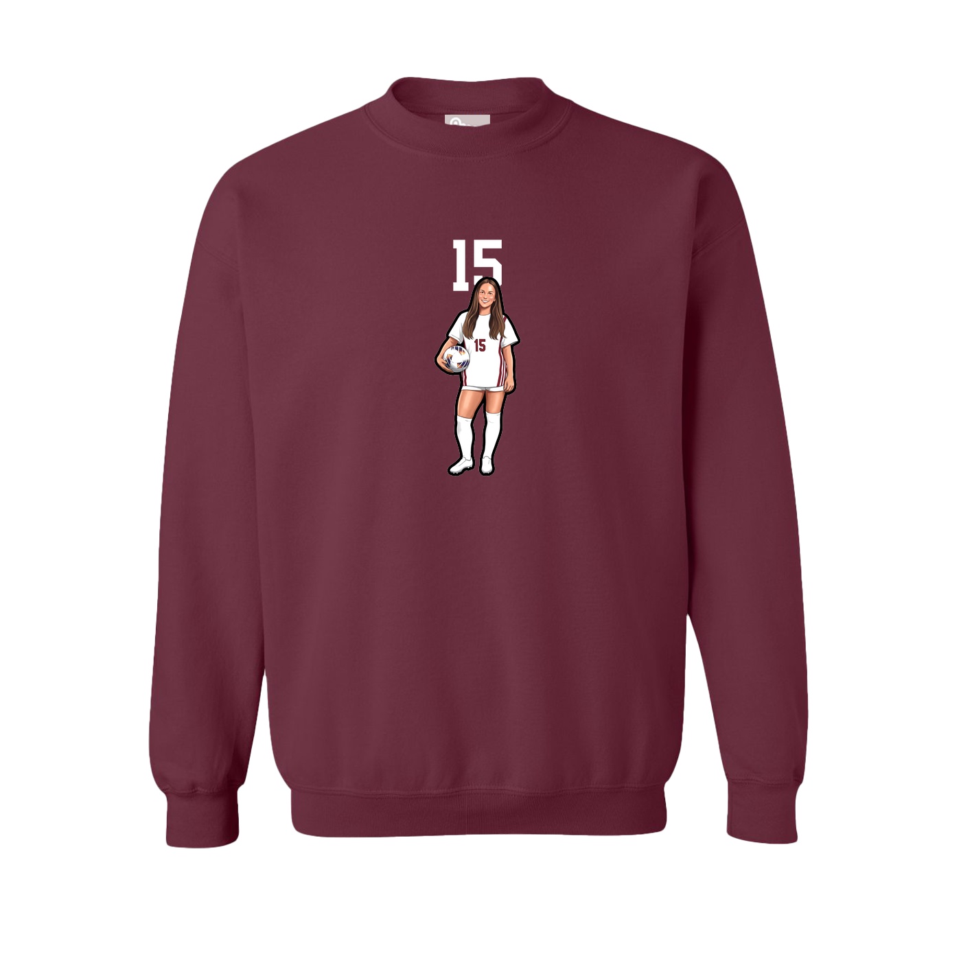 Fleece Crew — Number Top in Maroon