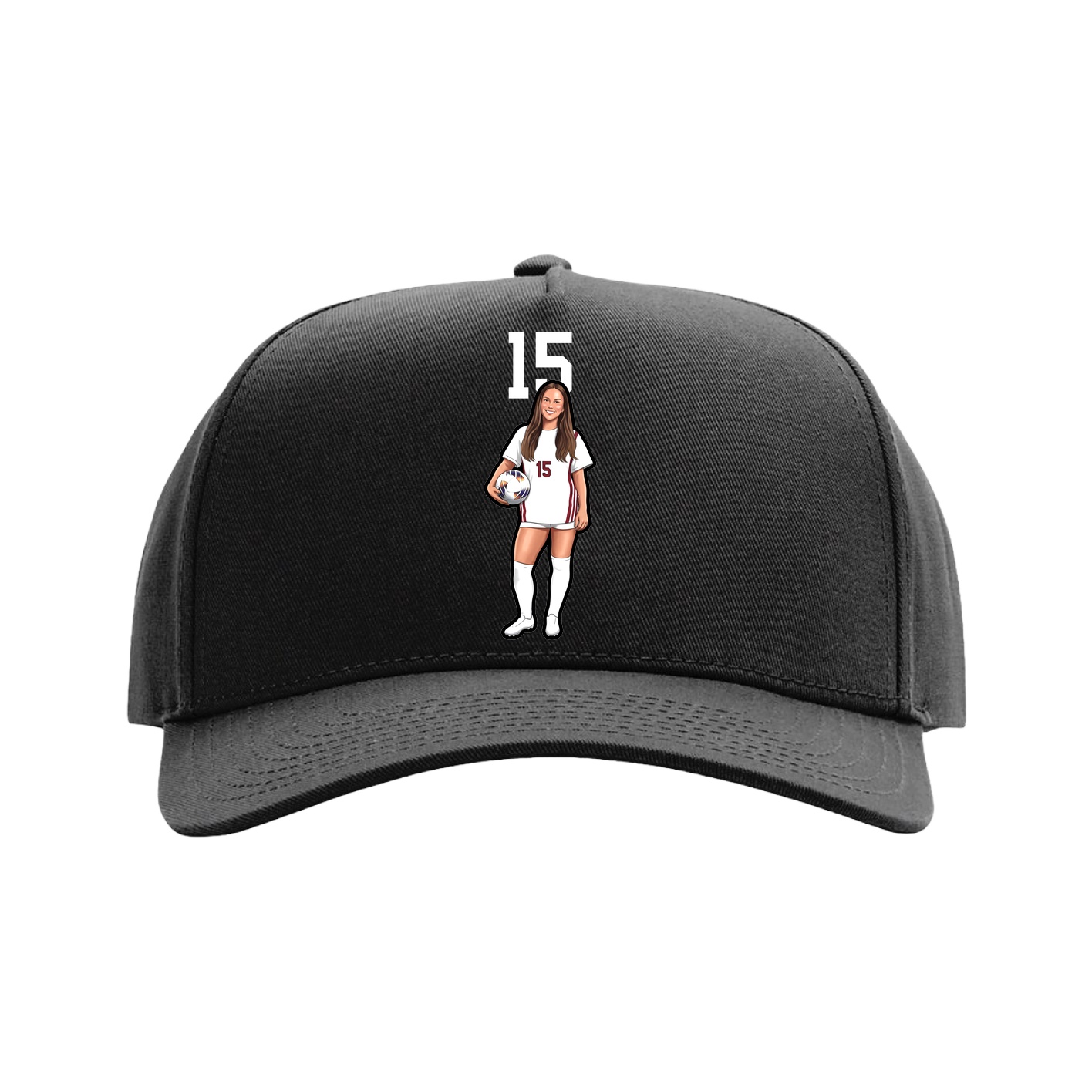 Full Fabric Five-Panel Champ Cap — Number Top in Black