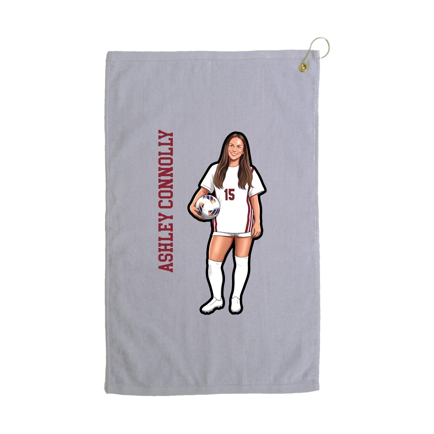 Golf Towel — Name Vertical in Grey
