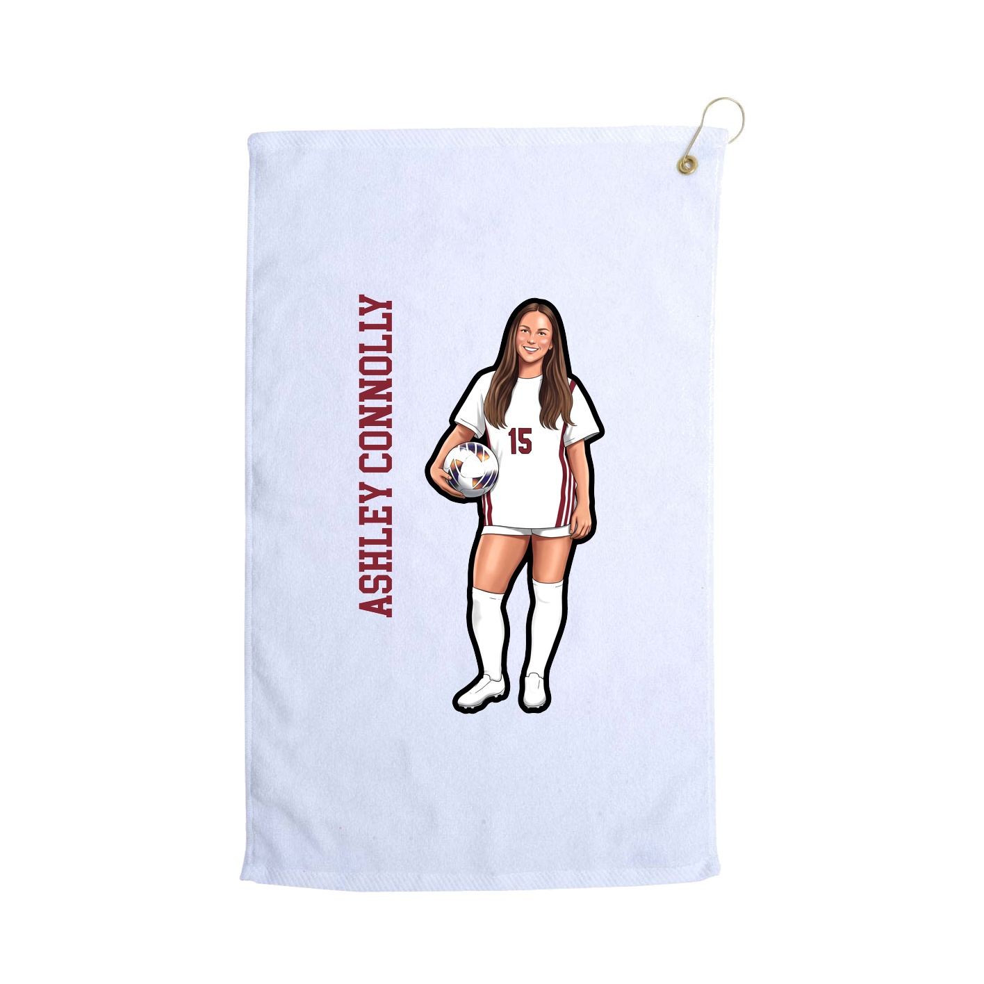 Golf Towel — Name Vertical in White