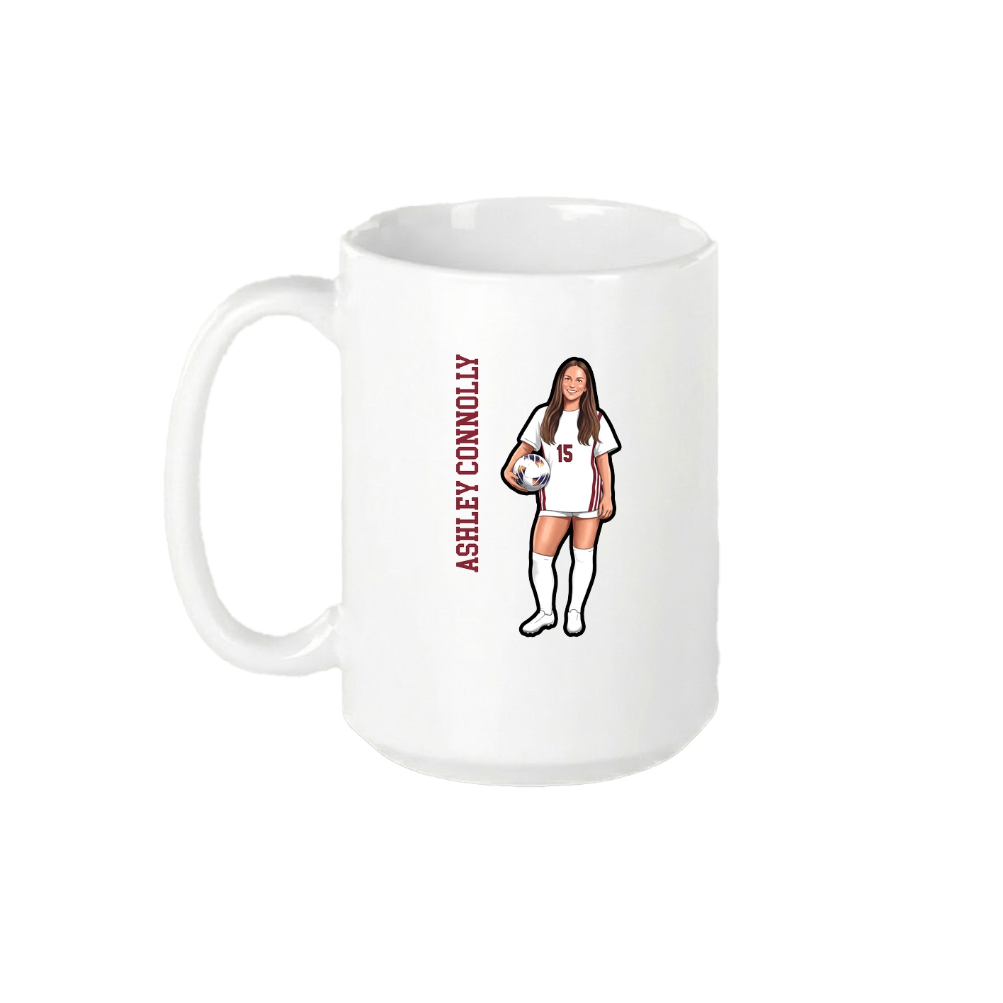 15oz Coffee Mug — Name Vertical in White