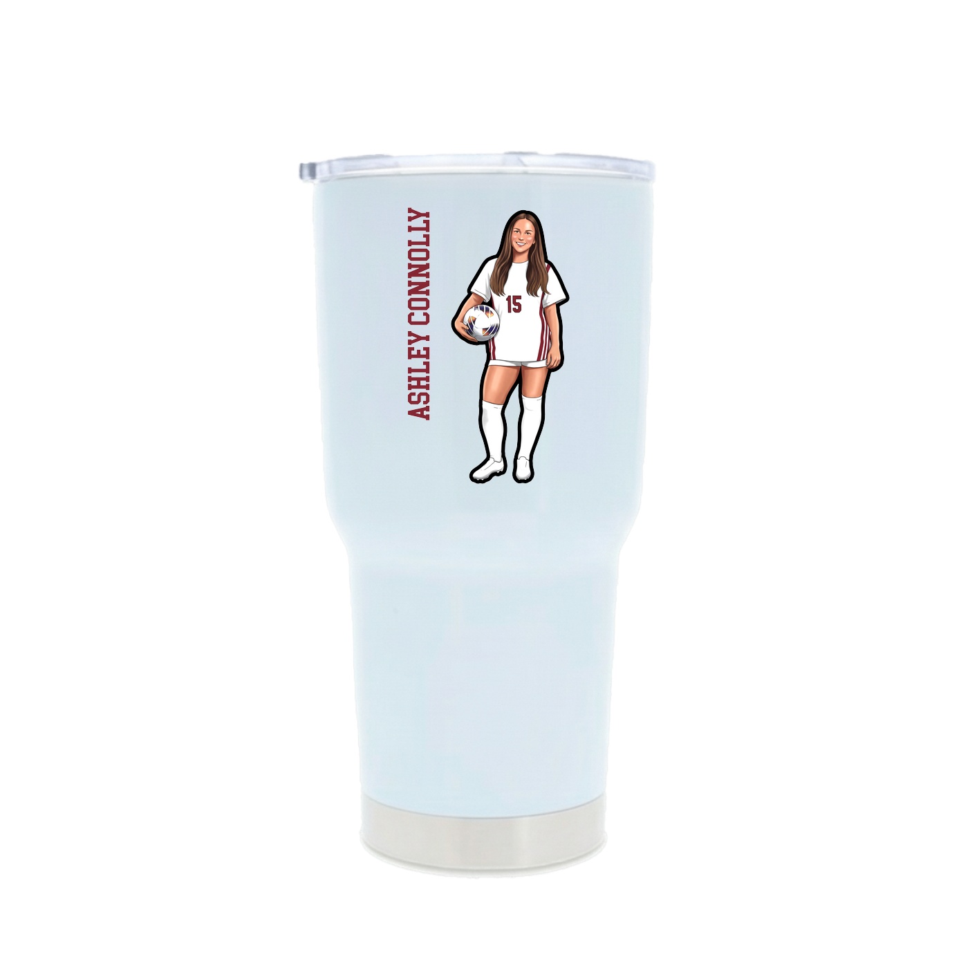 30oz Stainless Steel Tumbler — Name Vertical in White