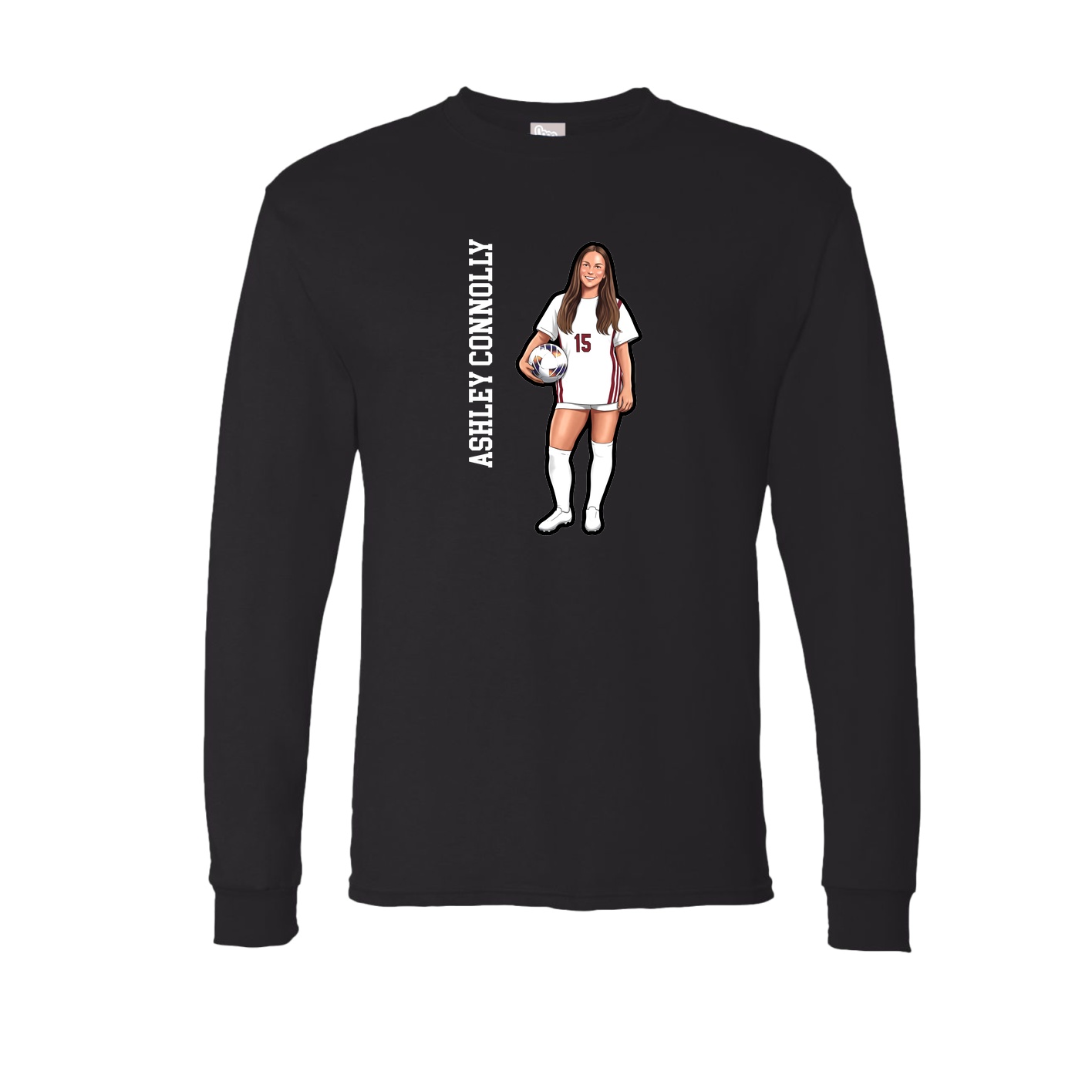 Long Sleeve Tee — Name Vertical in Black