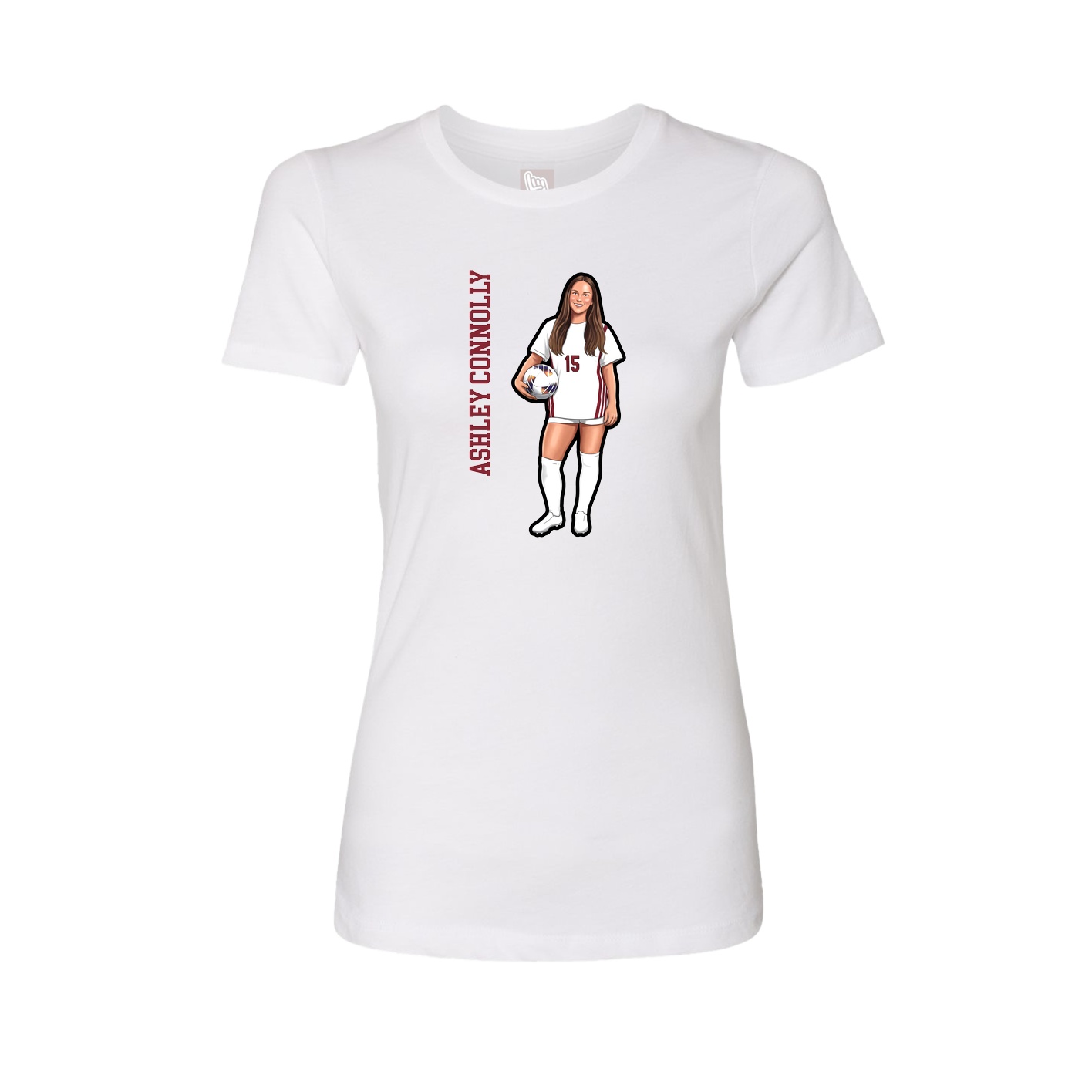 Womens Tee — Name Vertical in White