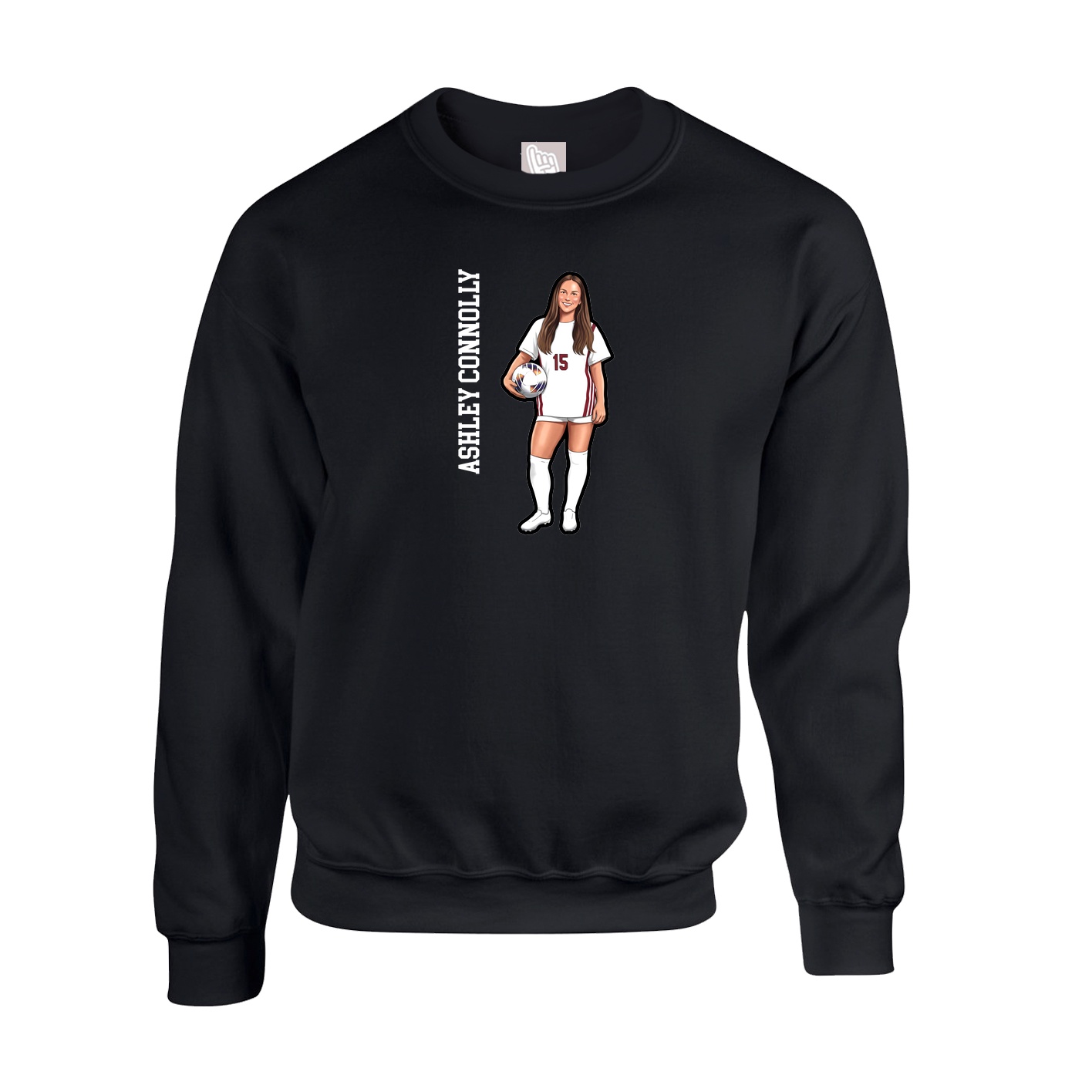 Fleece Crew — Name Vertical in Black