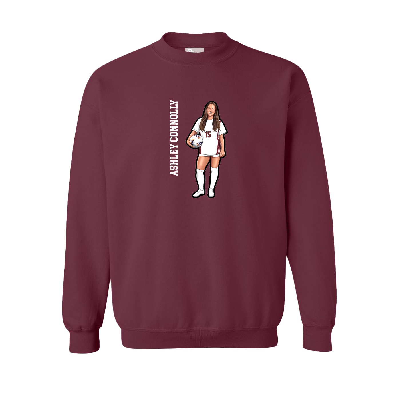 Fleece Crew — Name Vertical in Maroon