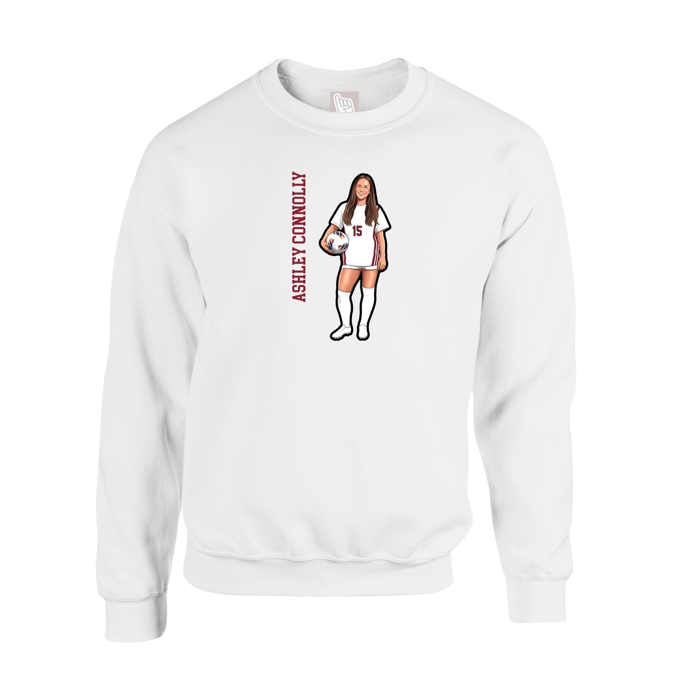 Fleece Crew — Name Vertical in White