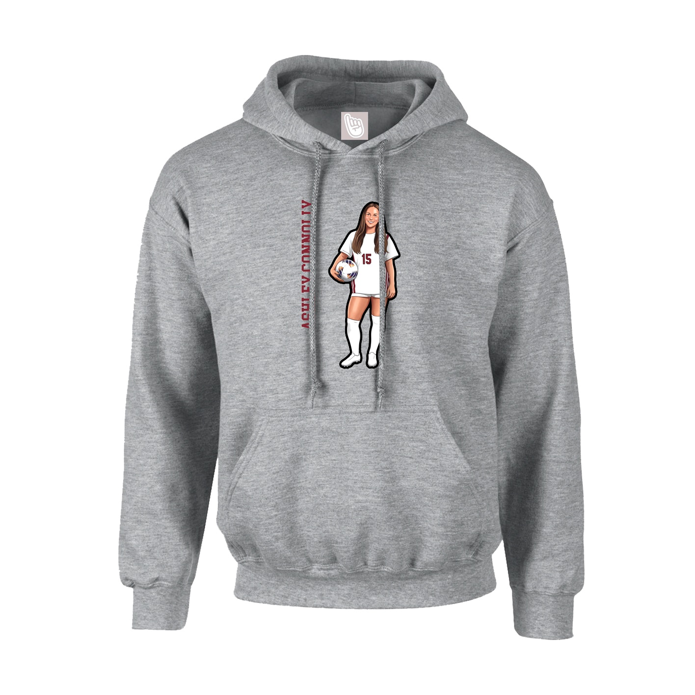 Youth Hoodie — Name Vertical in Grey