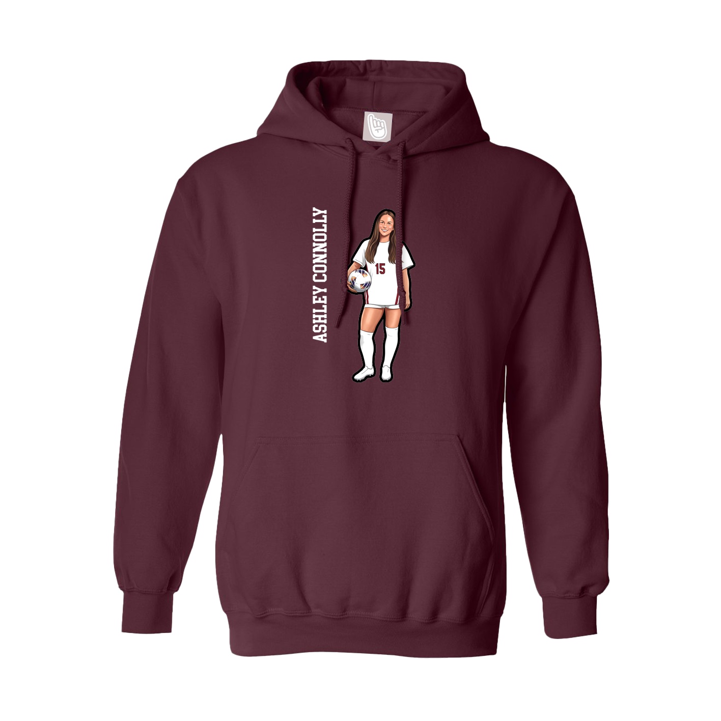 Youth Hoodie — Name Vertical in Maroon
