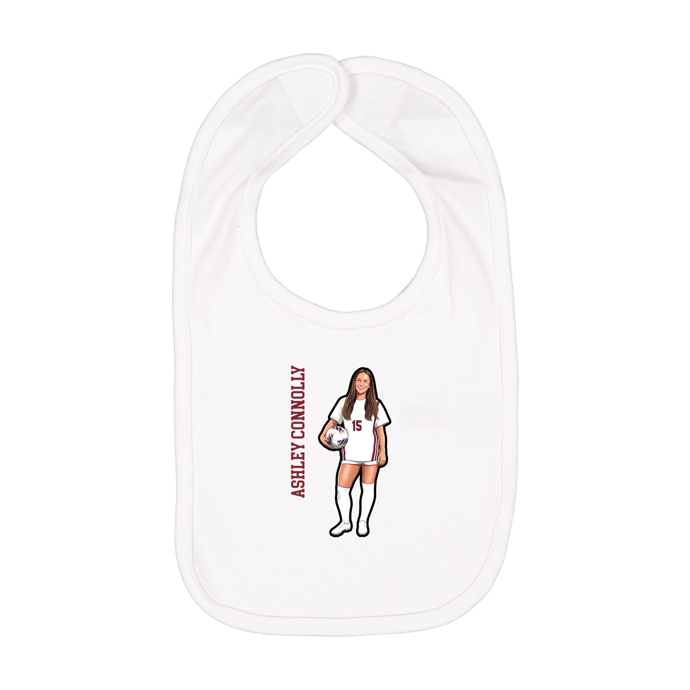 Infant Bib — Name Vertical in White