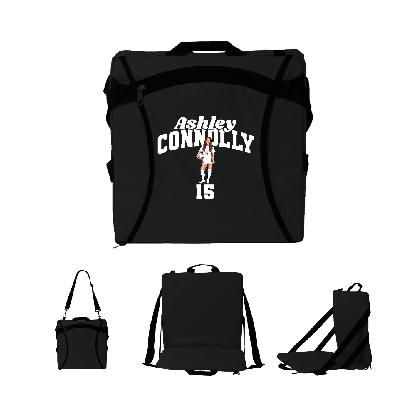 Folding Stadium Seat — Signature Arch in Black