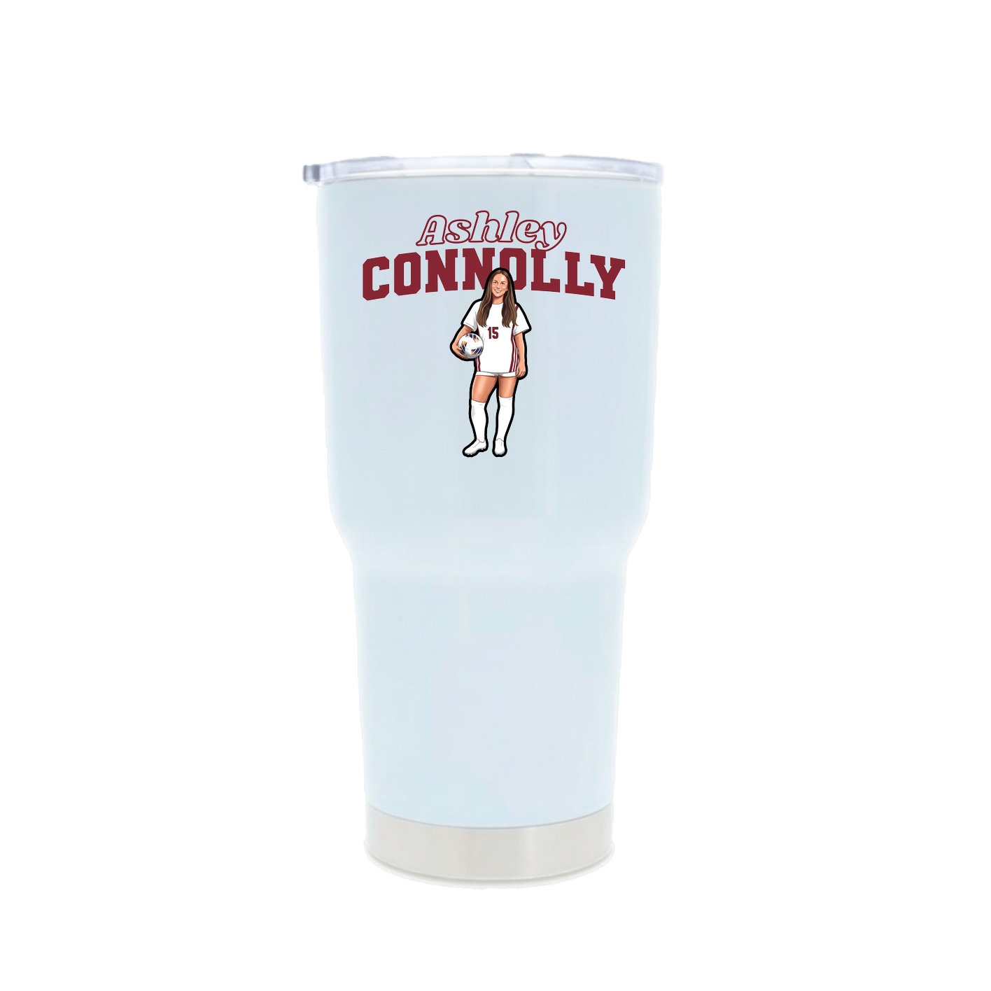 30oz Stainless Steel Tumbler — Name Arch in White