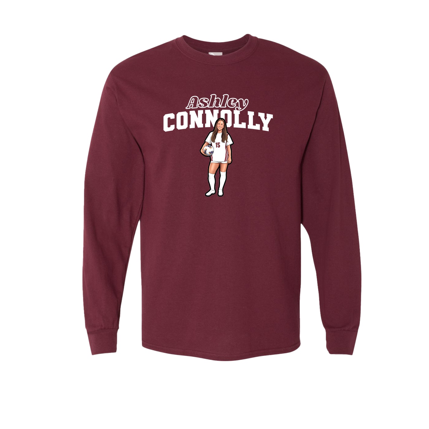 Long Sleeve Tee — Name Arch in Maroon
