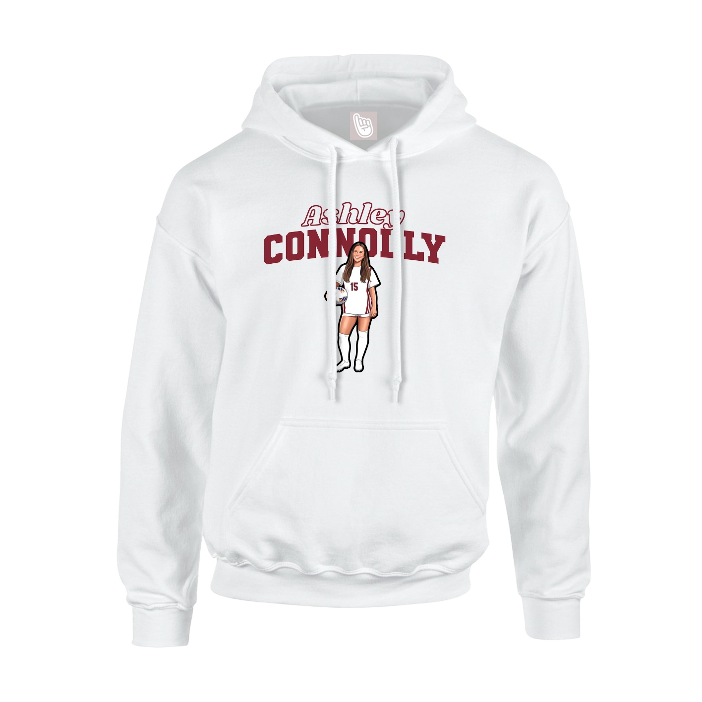 Youth Hoodie — Name Arch in White