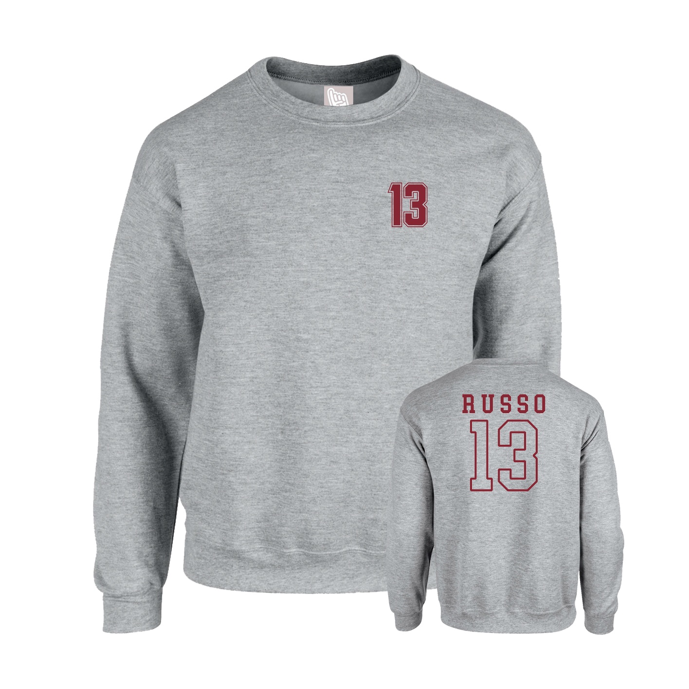 Fleece Crew — Chest Back in Grey