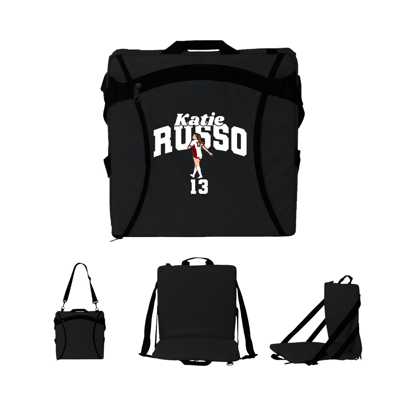 Folding Stadium Seat — Signature Arch in Black