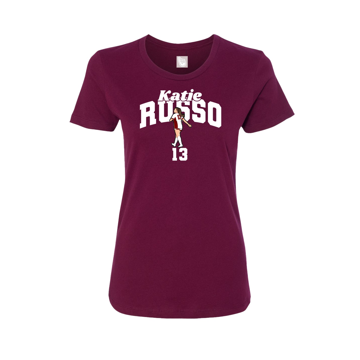 Fitted Women's Tee — Signature Arch in Maroon